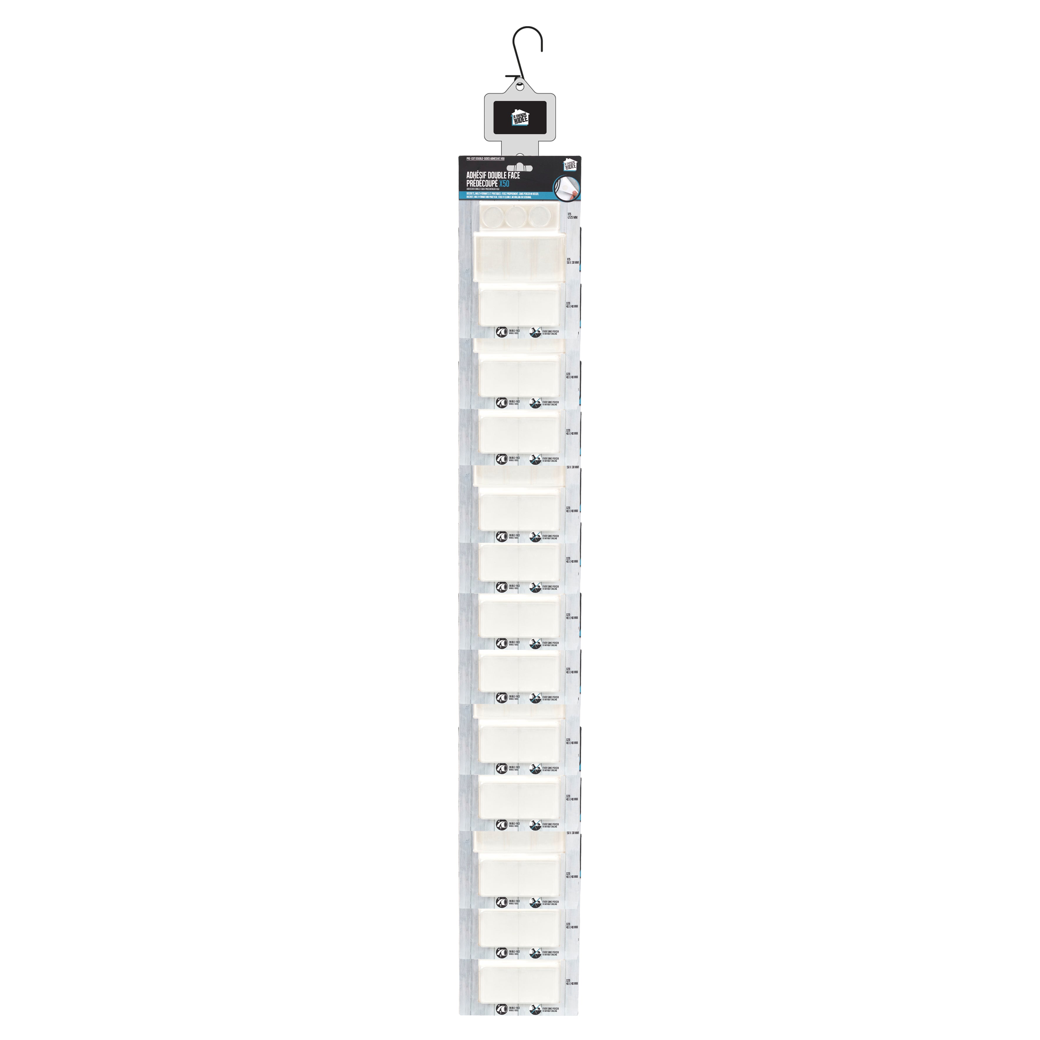ADHESIF DOUBLE FACE PREDECOUPE X50PCS