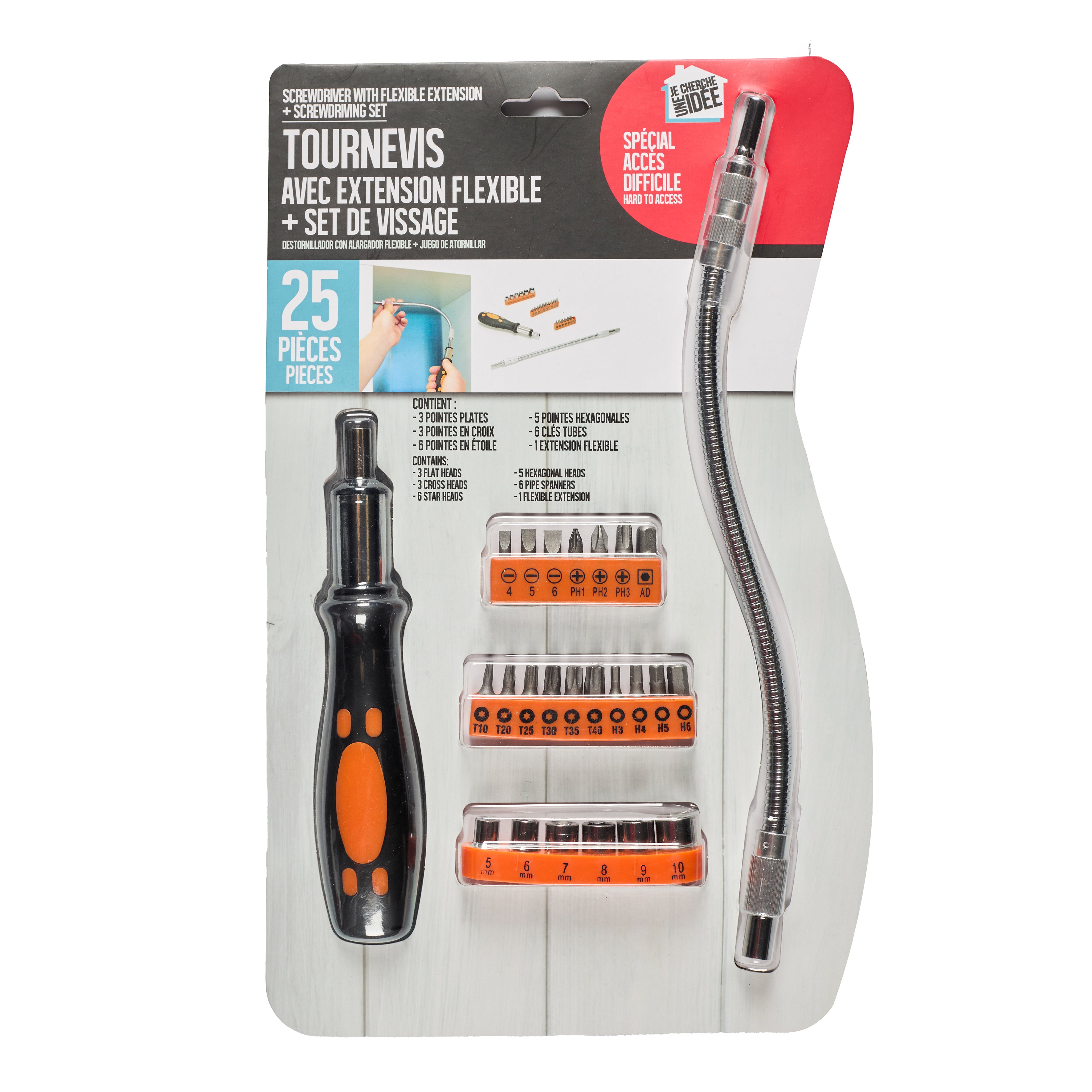 TOURNEVIS AVEC EXTENSION FLEXIBLE 25 PIECES