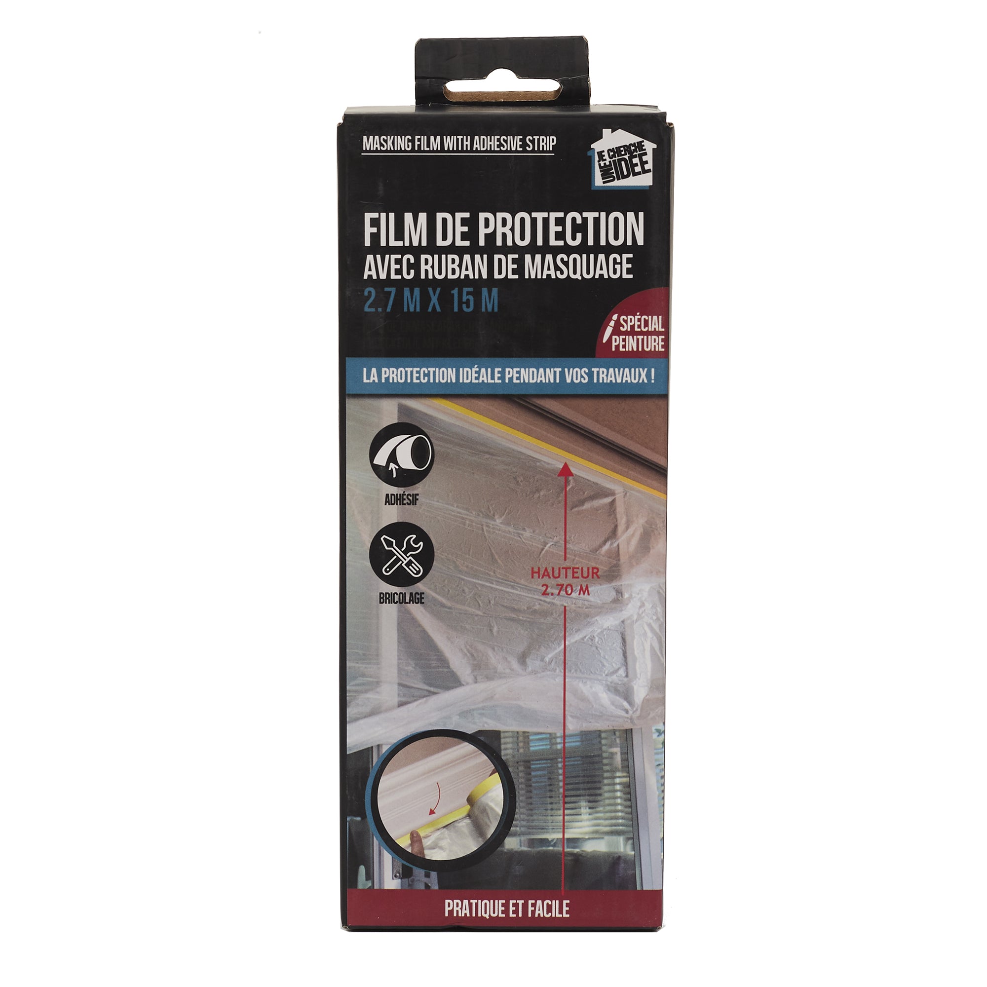FILM DE MASQUAGE AVEC BANDE ADHESIVE 2.7X15M