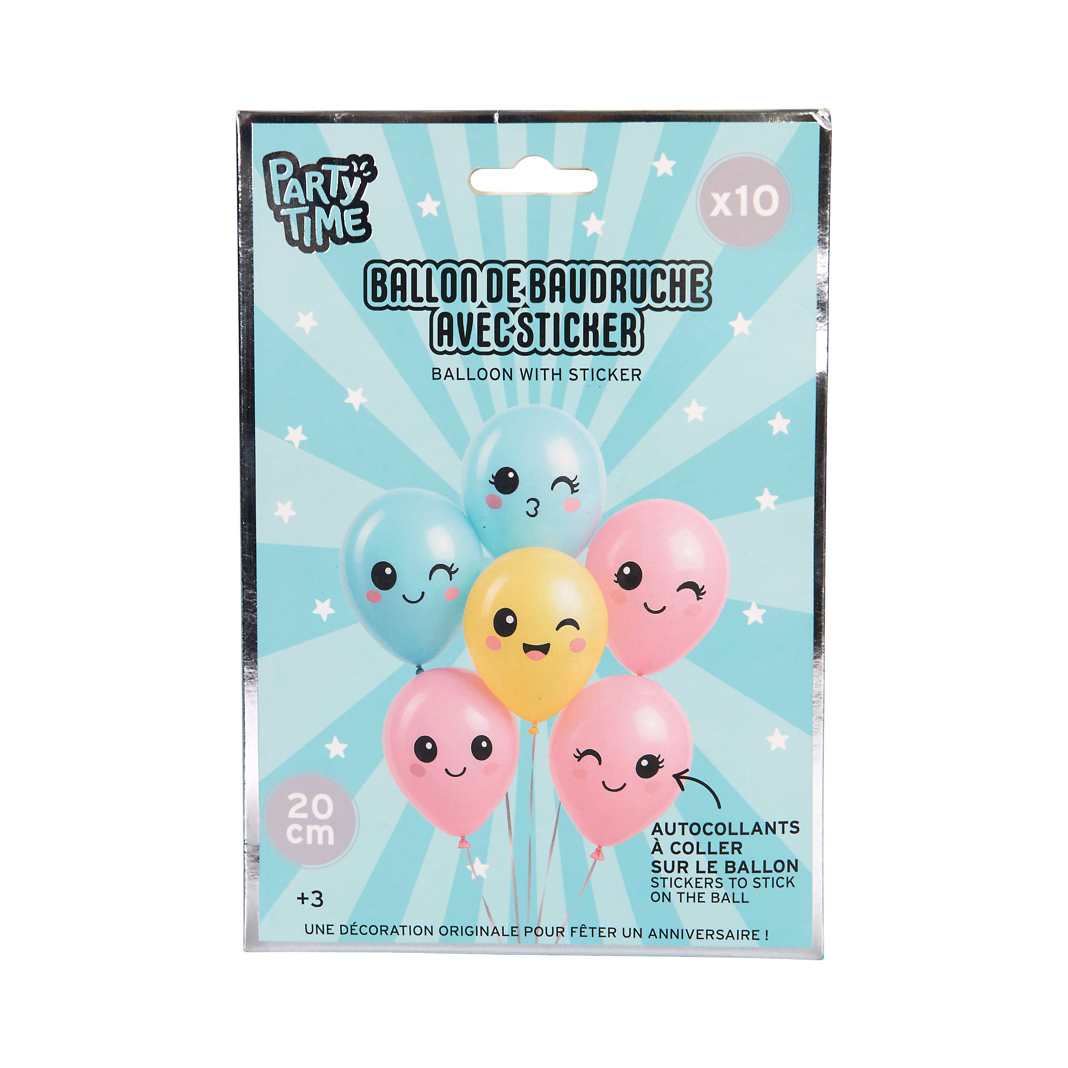 BALLON BAUDRUCHE AVEC STICKER KAWAII X10PCS