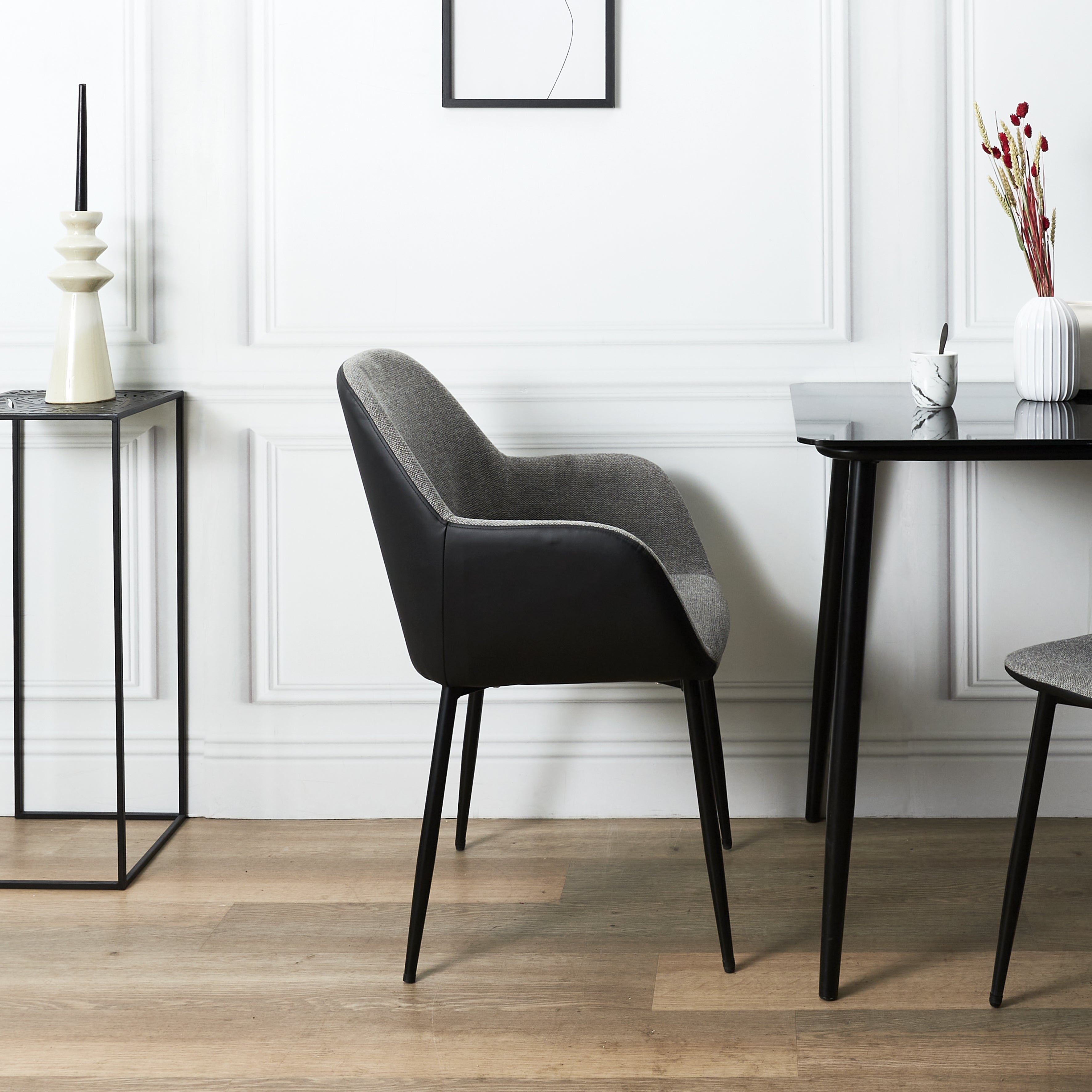 FAUTEUIL MEMPHIS GRIS ET NOIR - LOT DE 2