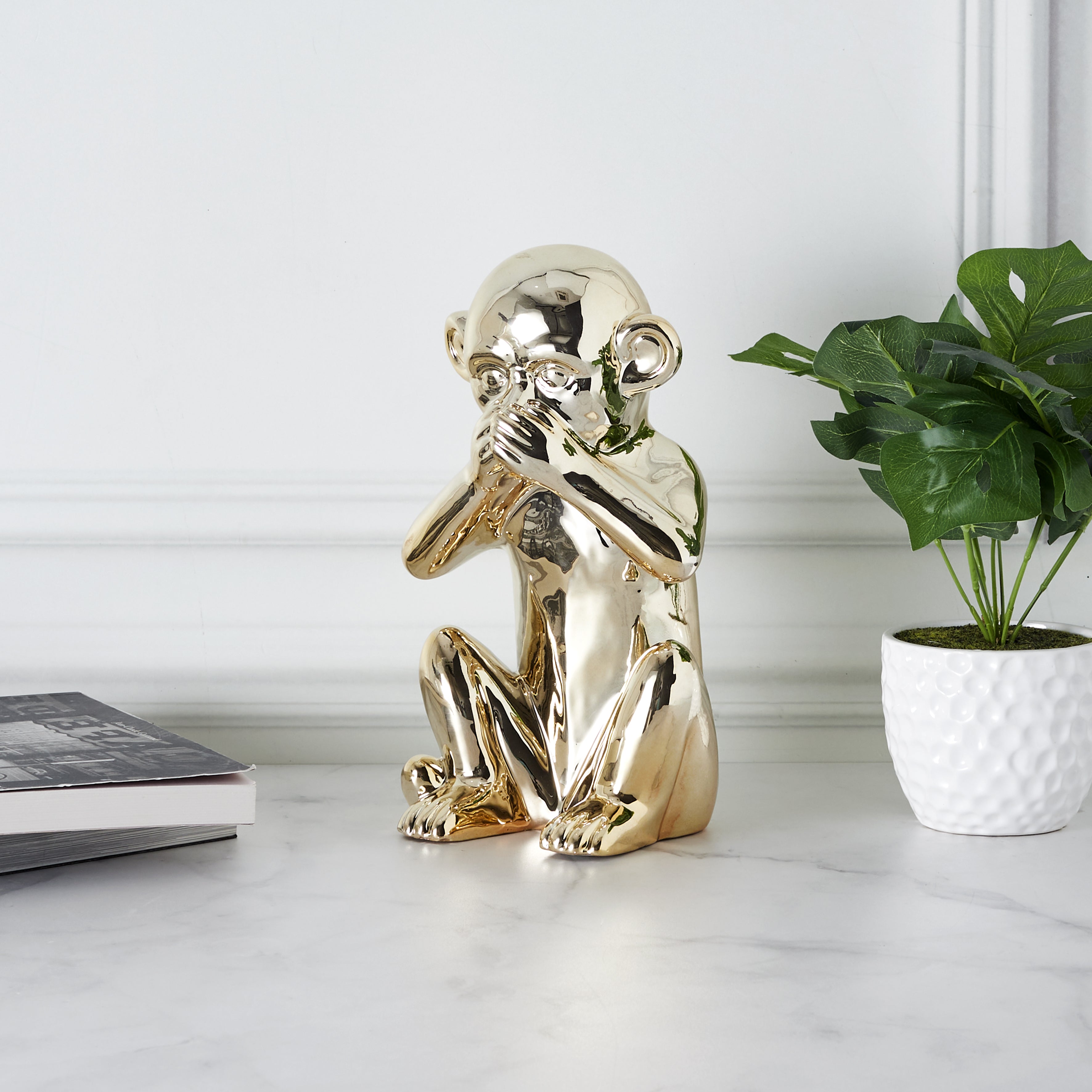 STATUE SINGE DORE H28CM
