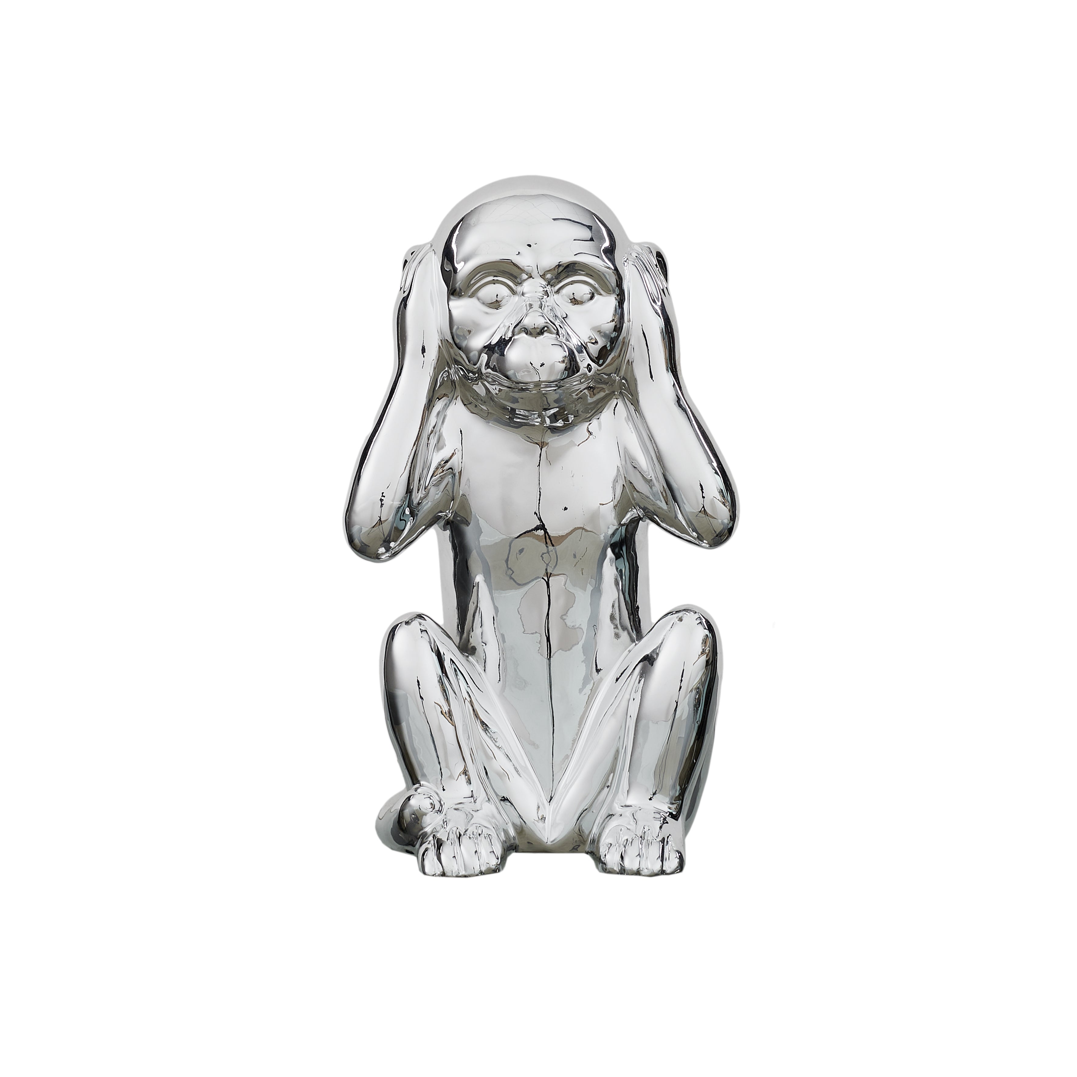 STATUE SINGE ARGENTE H28CM