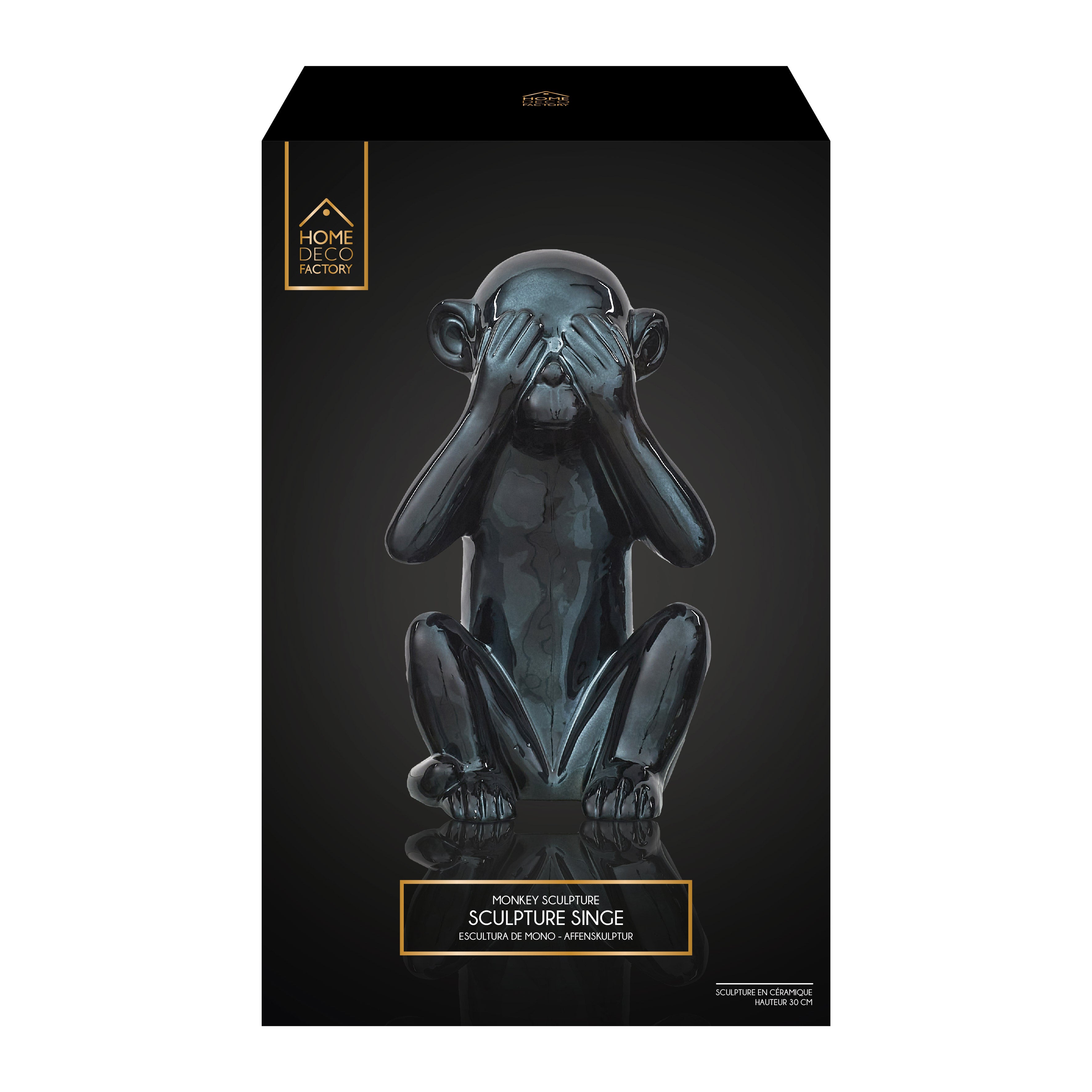 STATUE SINGE NOIR H28CM