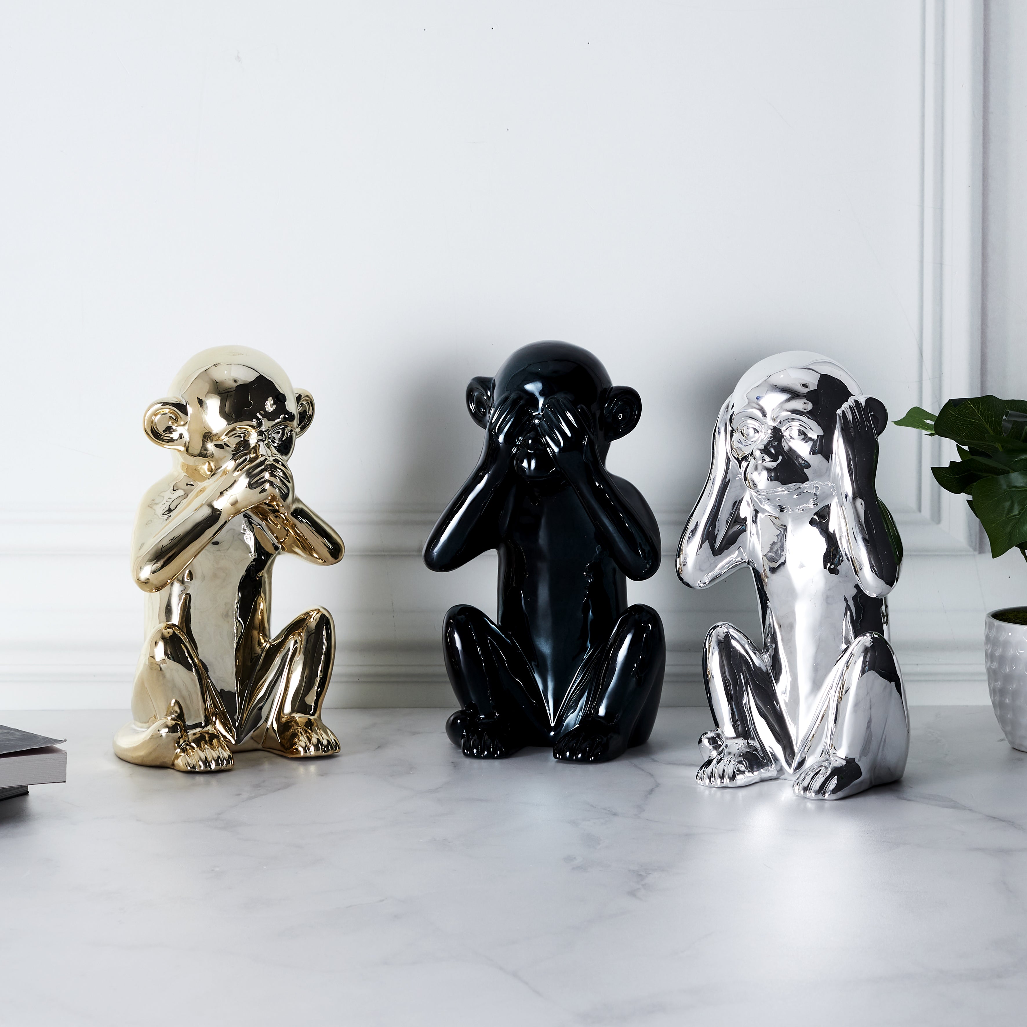 STATUE SINGE NOIR H28CM