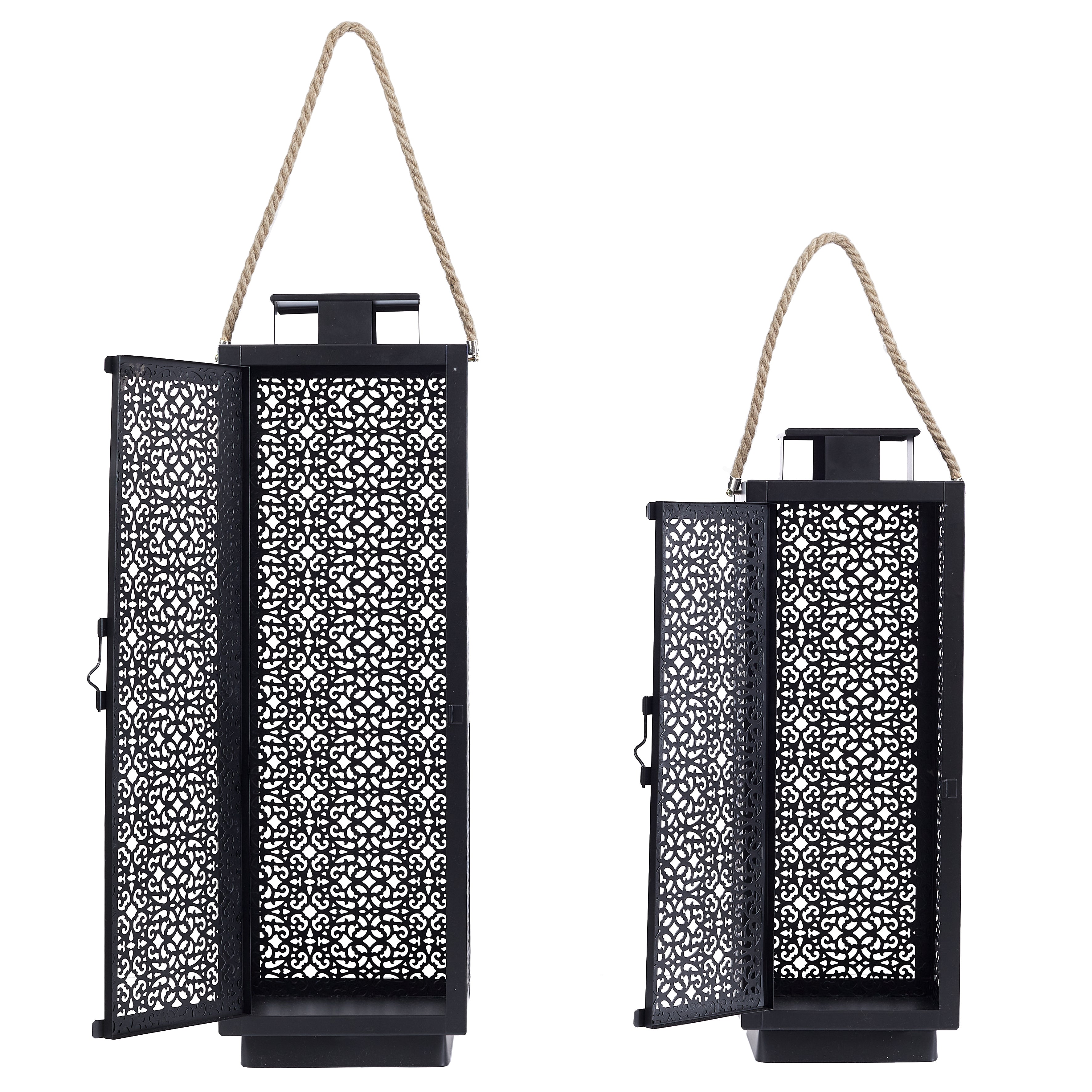 LANTERNE METAL AJOURE NOIR X2