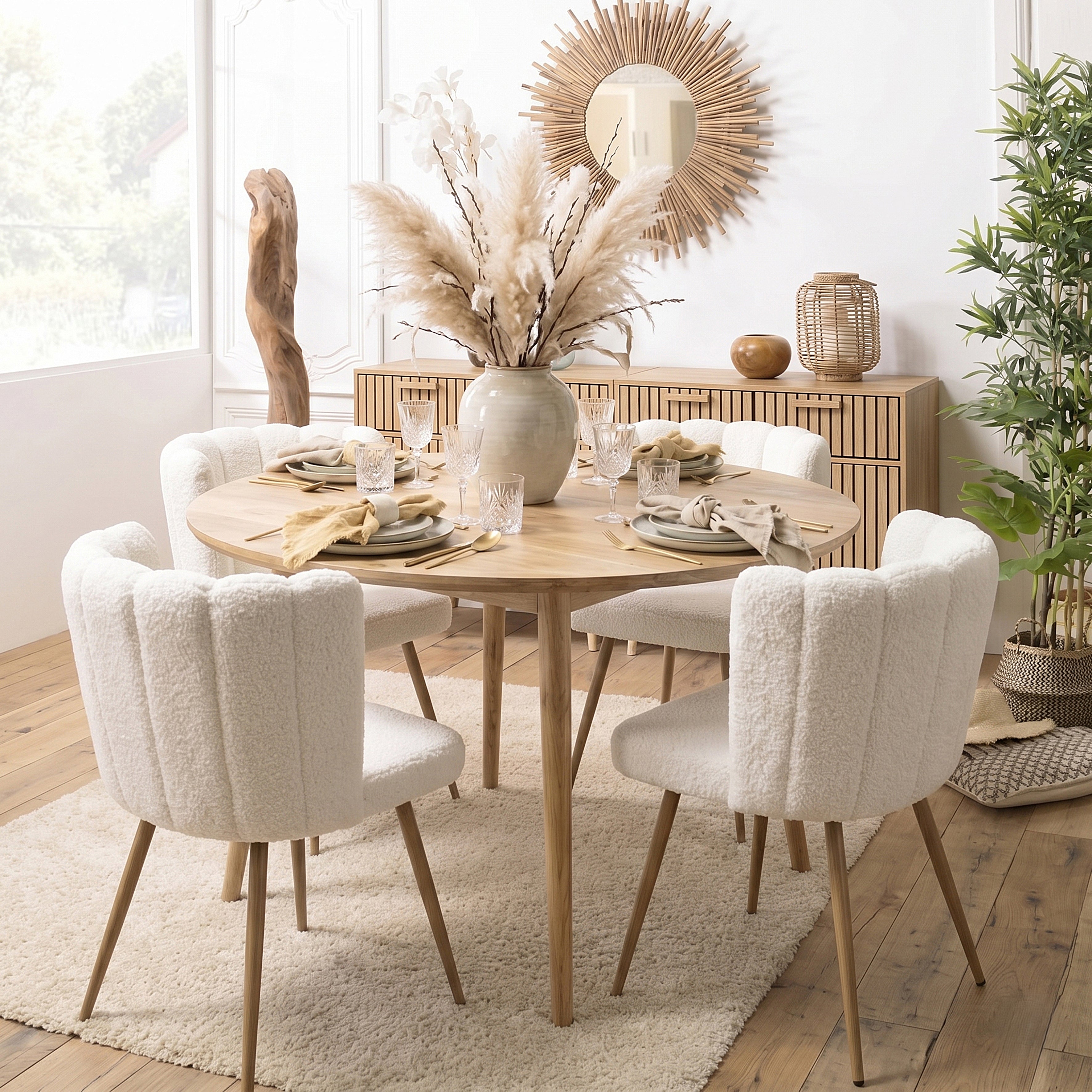 CHAISE ARIEL BOUCLETTE BLANC - LOT DE 2