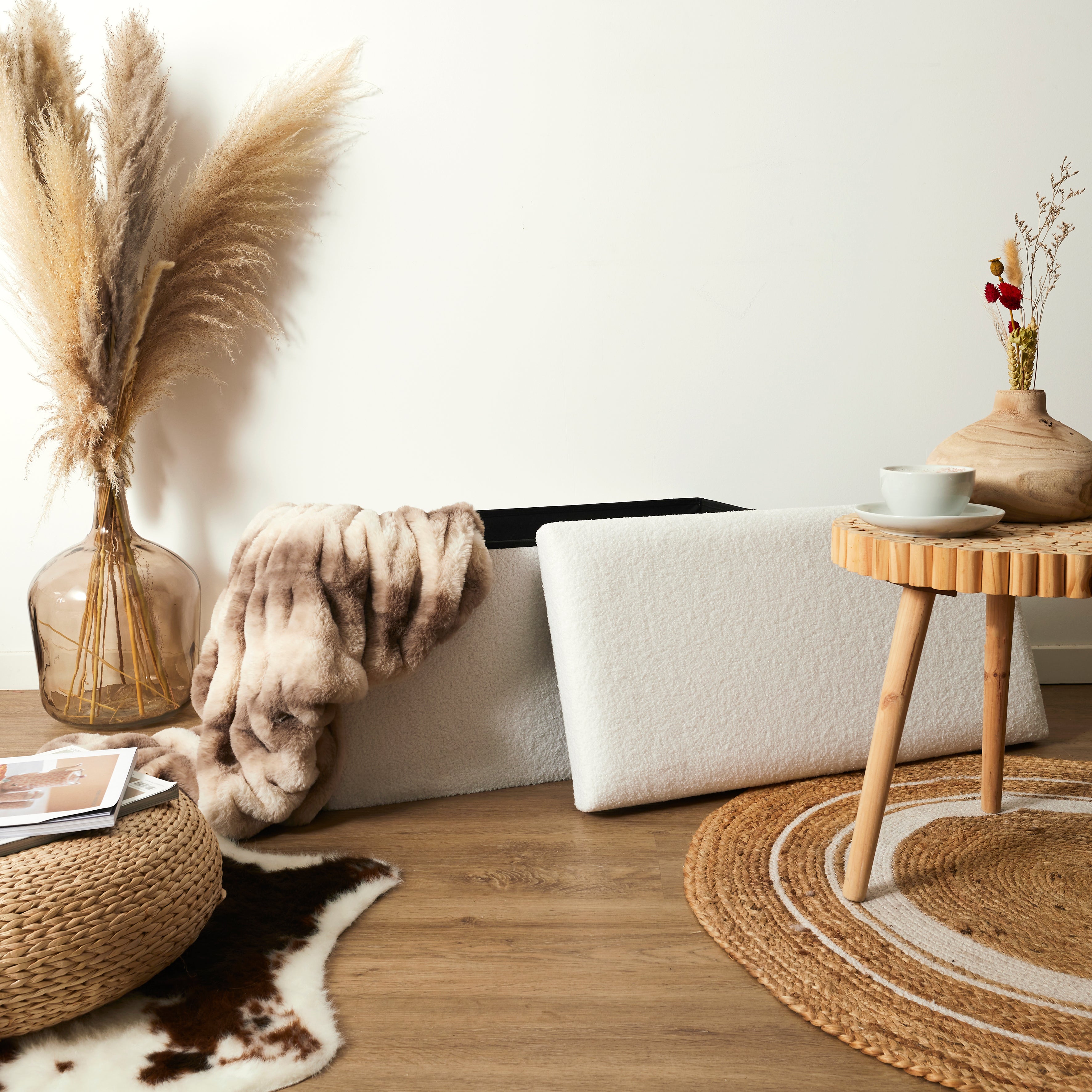 COFFRE BANC PLIABLE BOUCLETTE BLANC