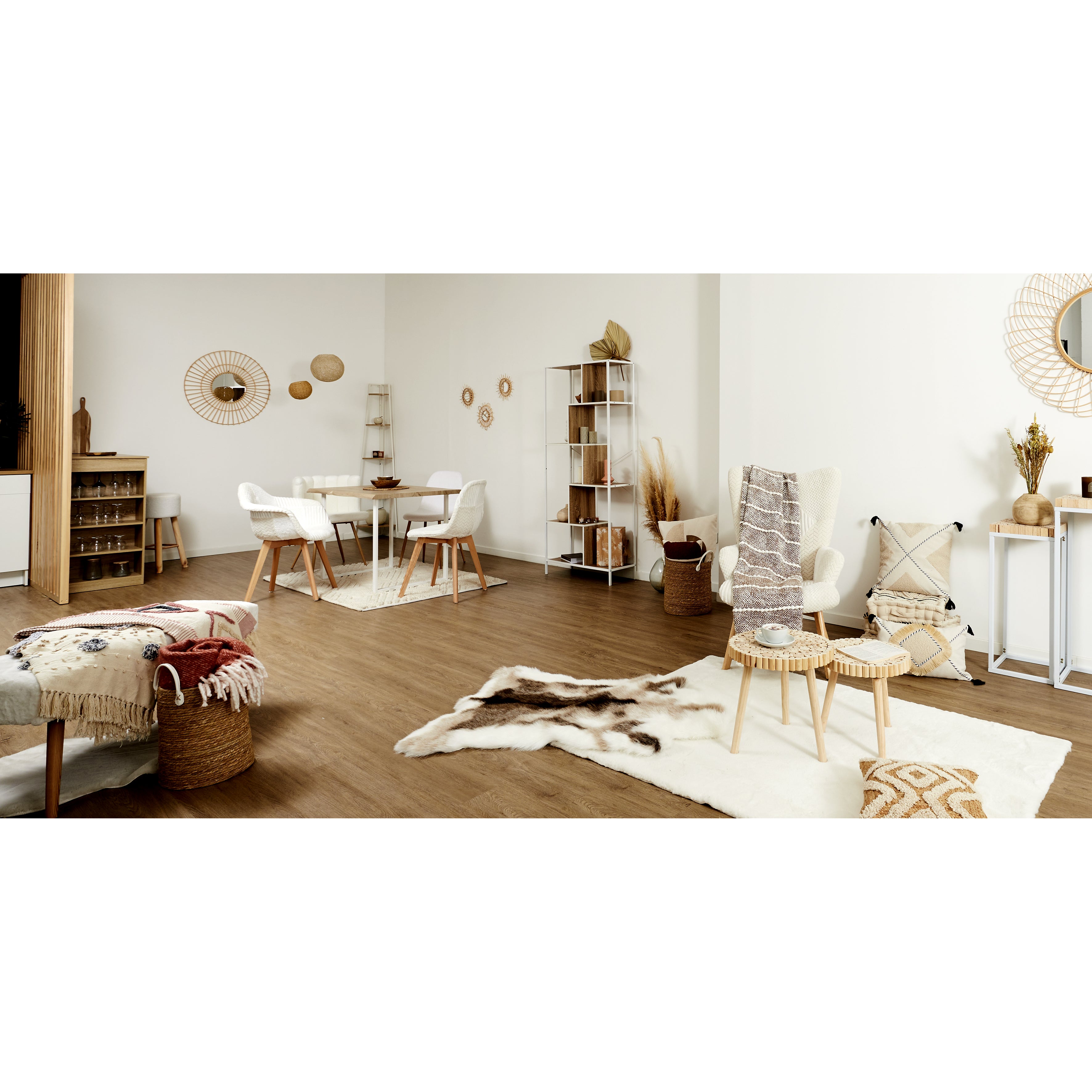 CHAISE SCANDINAVE PATCHWORK BLANC - LOT DE 4