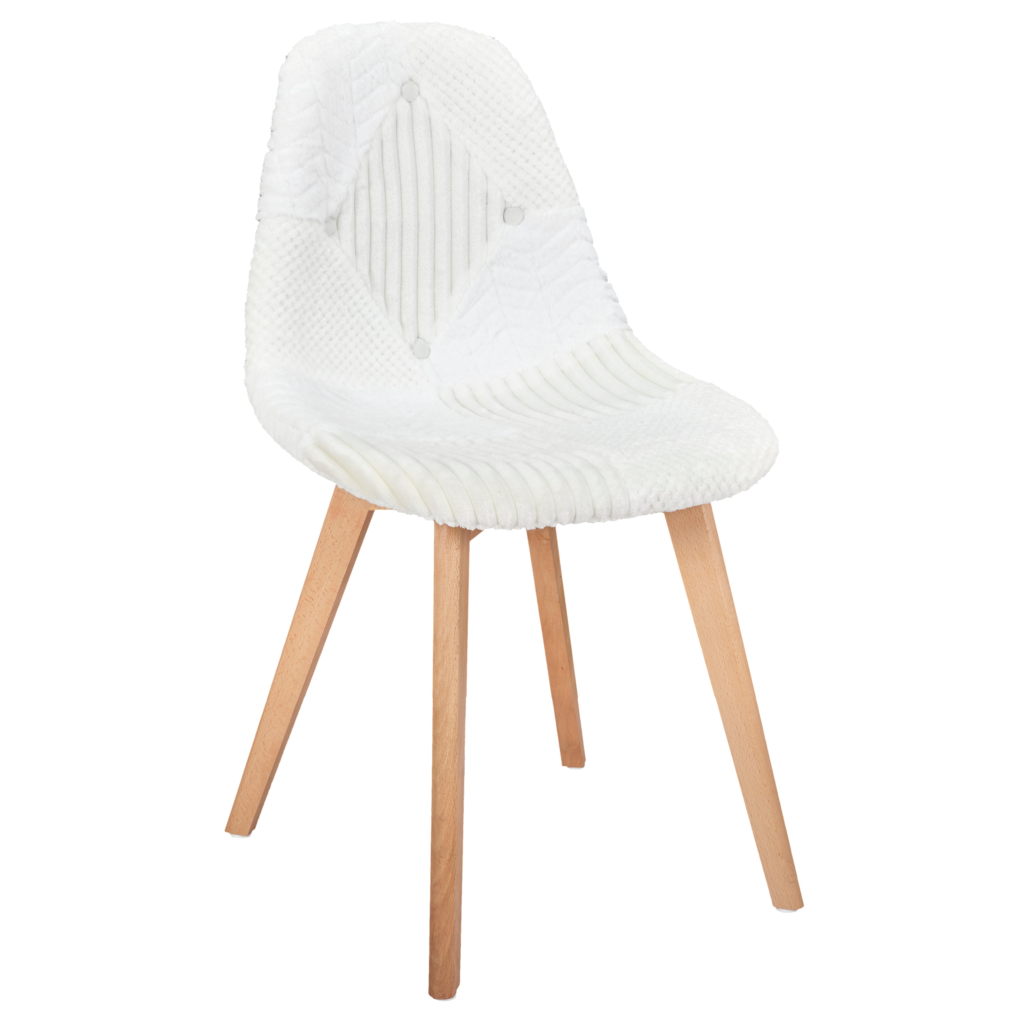 CHAISE SCANDINAVE PATCHWORK BLANC - LOT DE 4