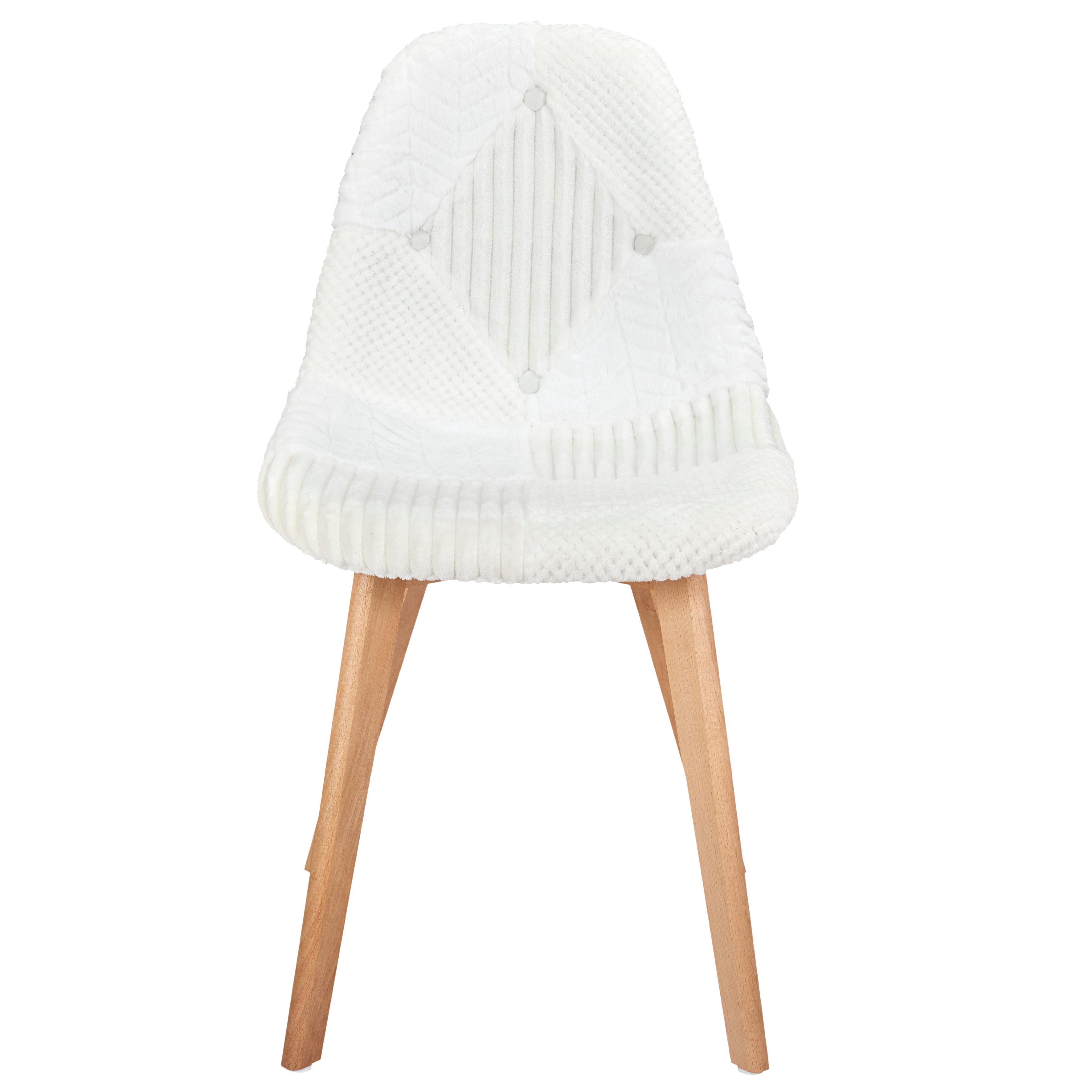 CHAISE SCANDINAVE PATCHWORK BLANC - LOT DE 4