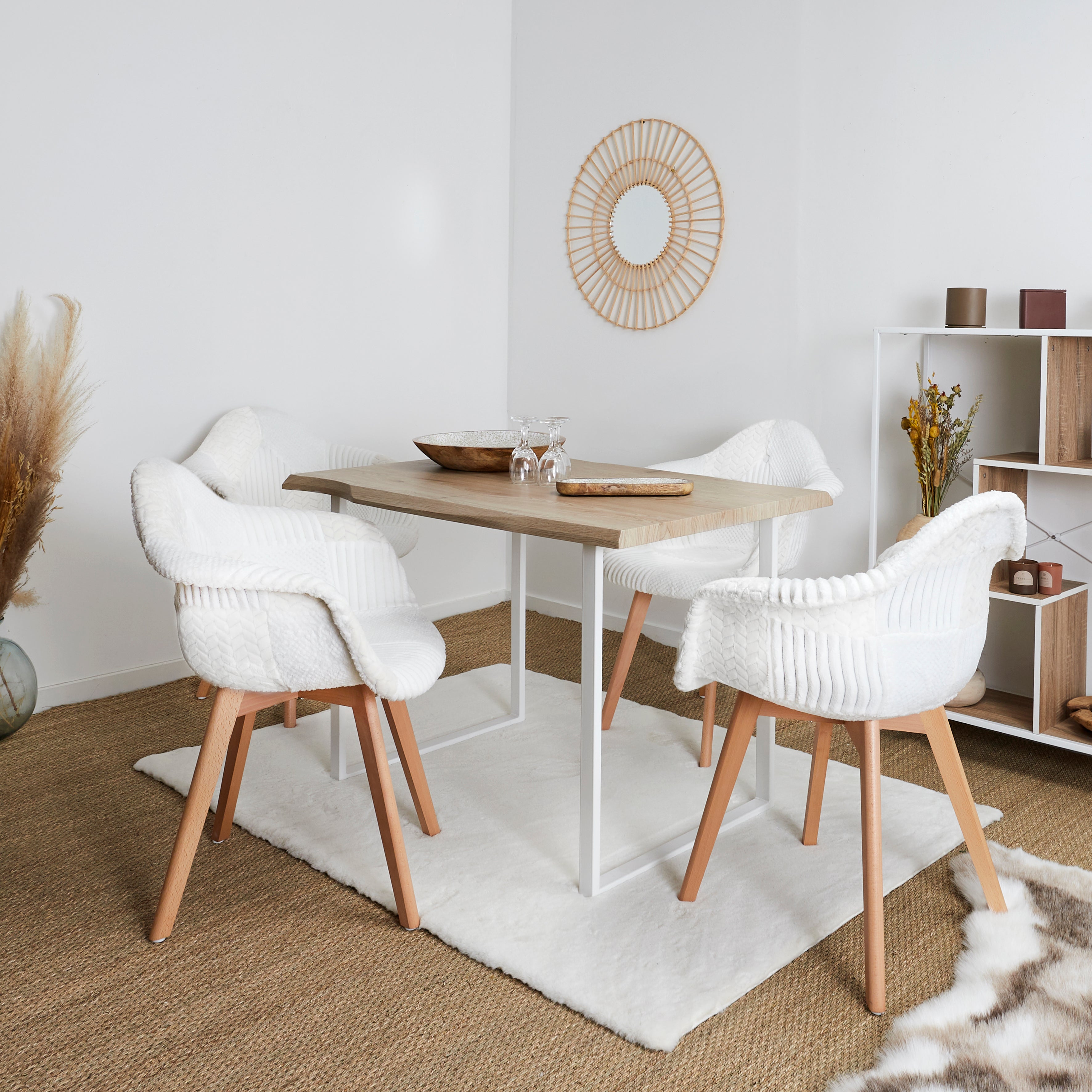 FAUTEUIL SCANDINAVE PATCHWORK BLANC - LOT DE 2