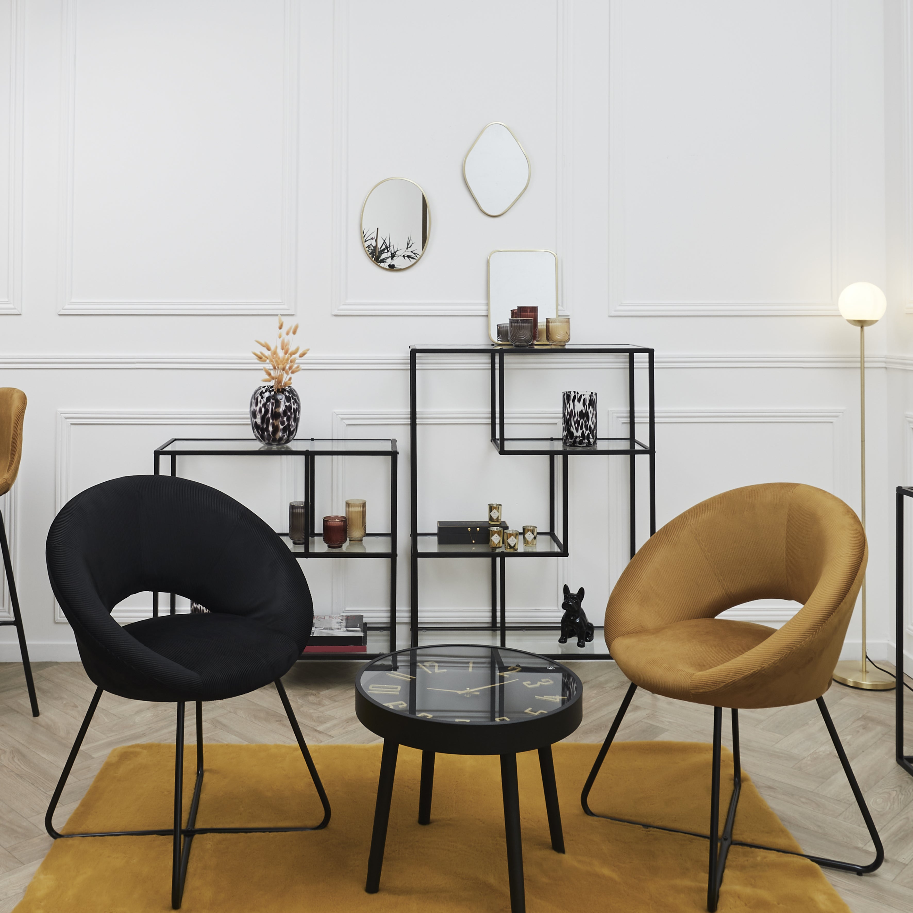 FAUTEUIL ROND VELOURS COTELE GIULIA JAUNE