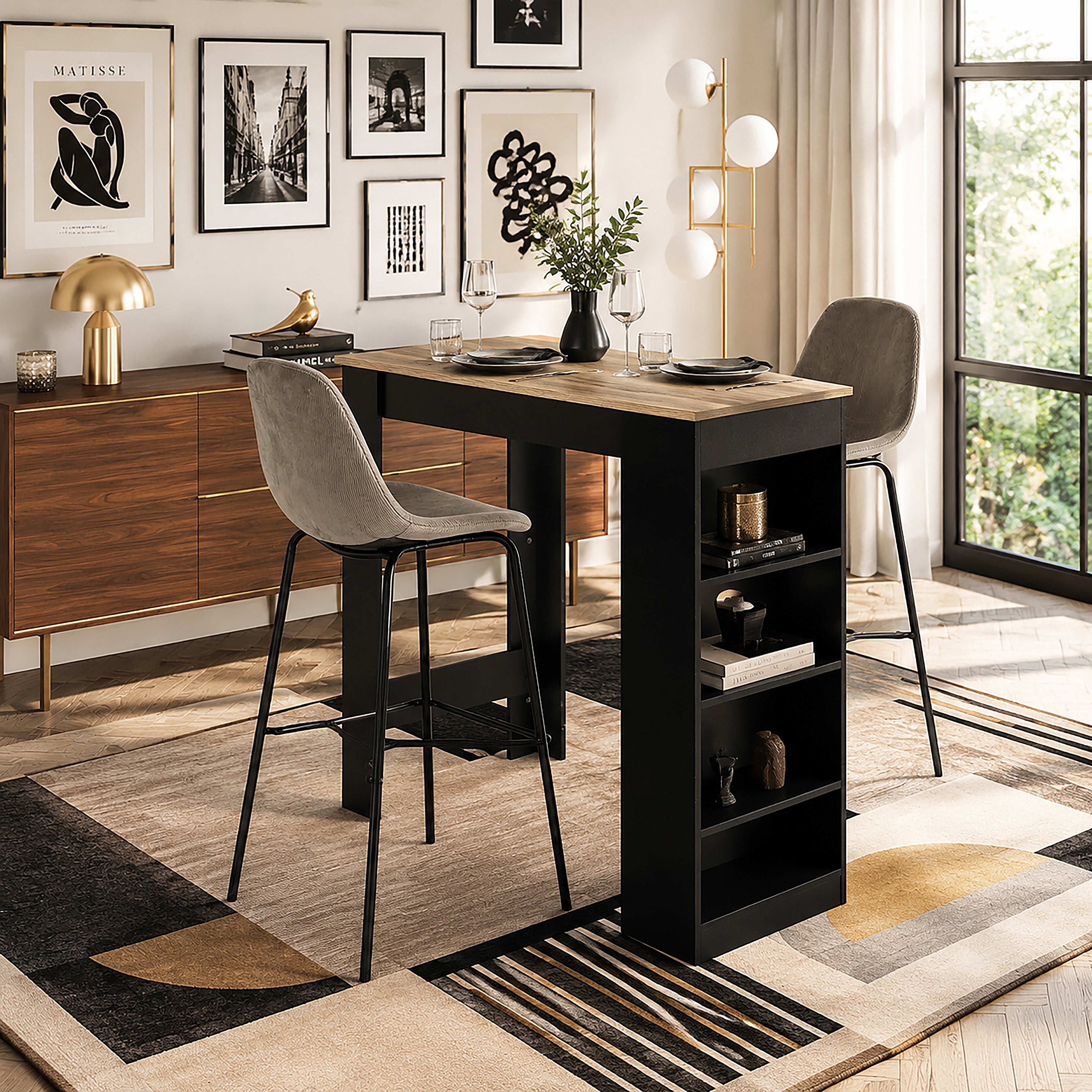 CHAISE DE BAR GIULIA GRIS - LOT DE 2