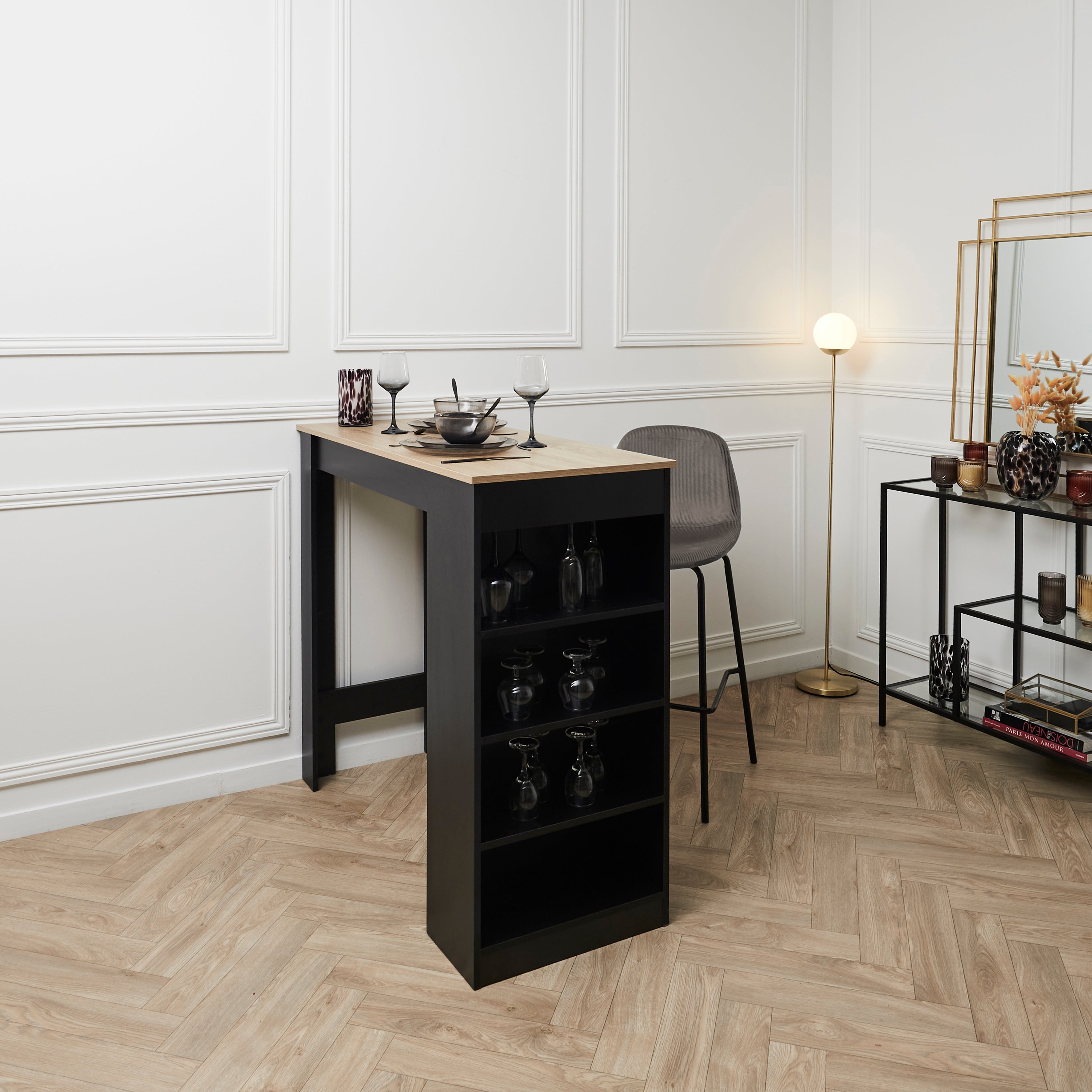 CHAISE DE BAR GIULIA GRIS - LOT DE 2