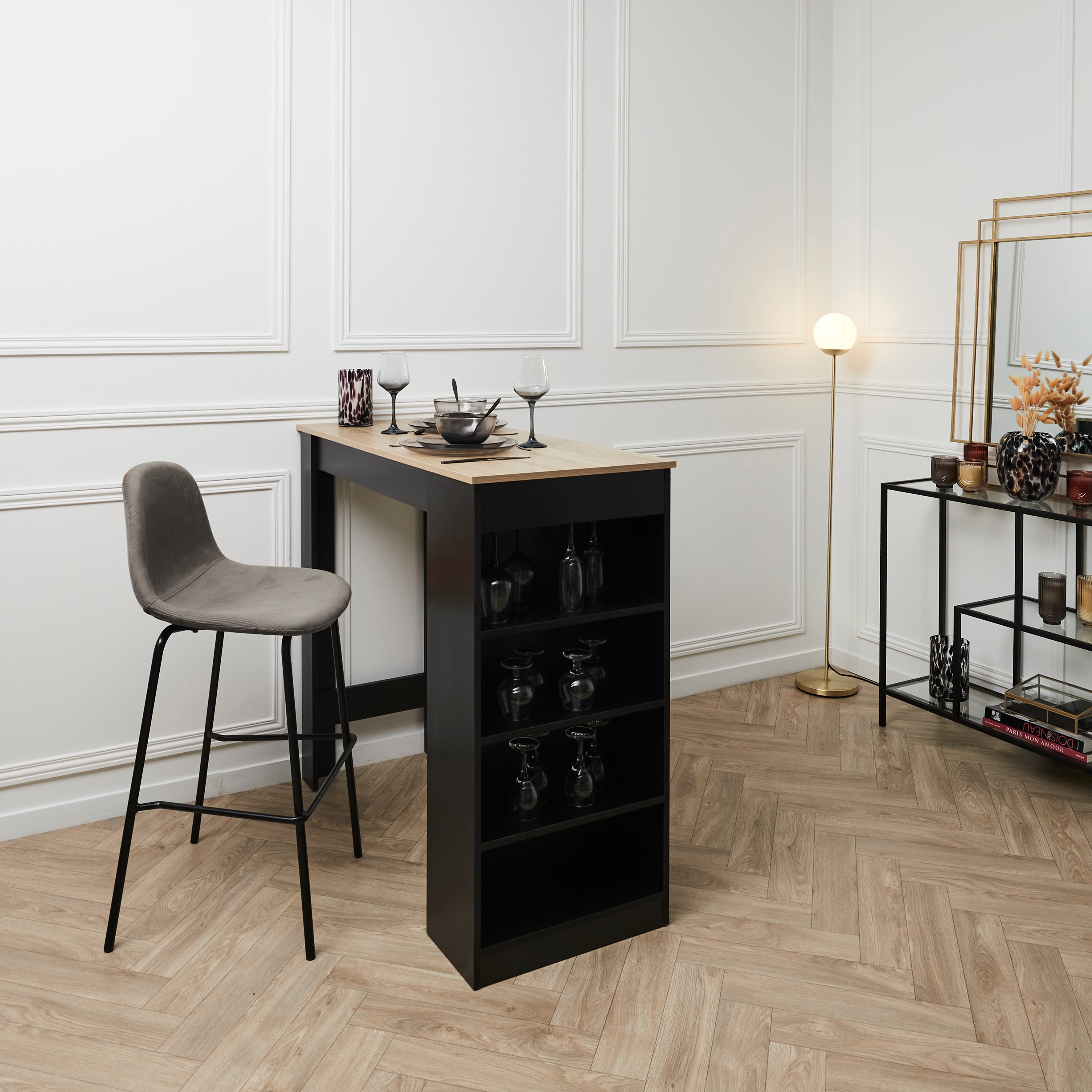 CHAISE DE BAR GIULIA GRIS - LOT DE 2