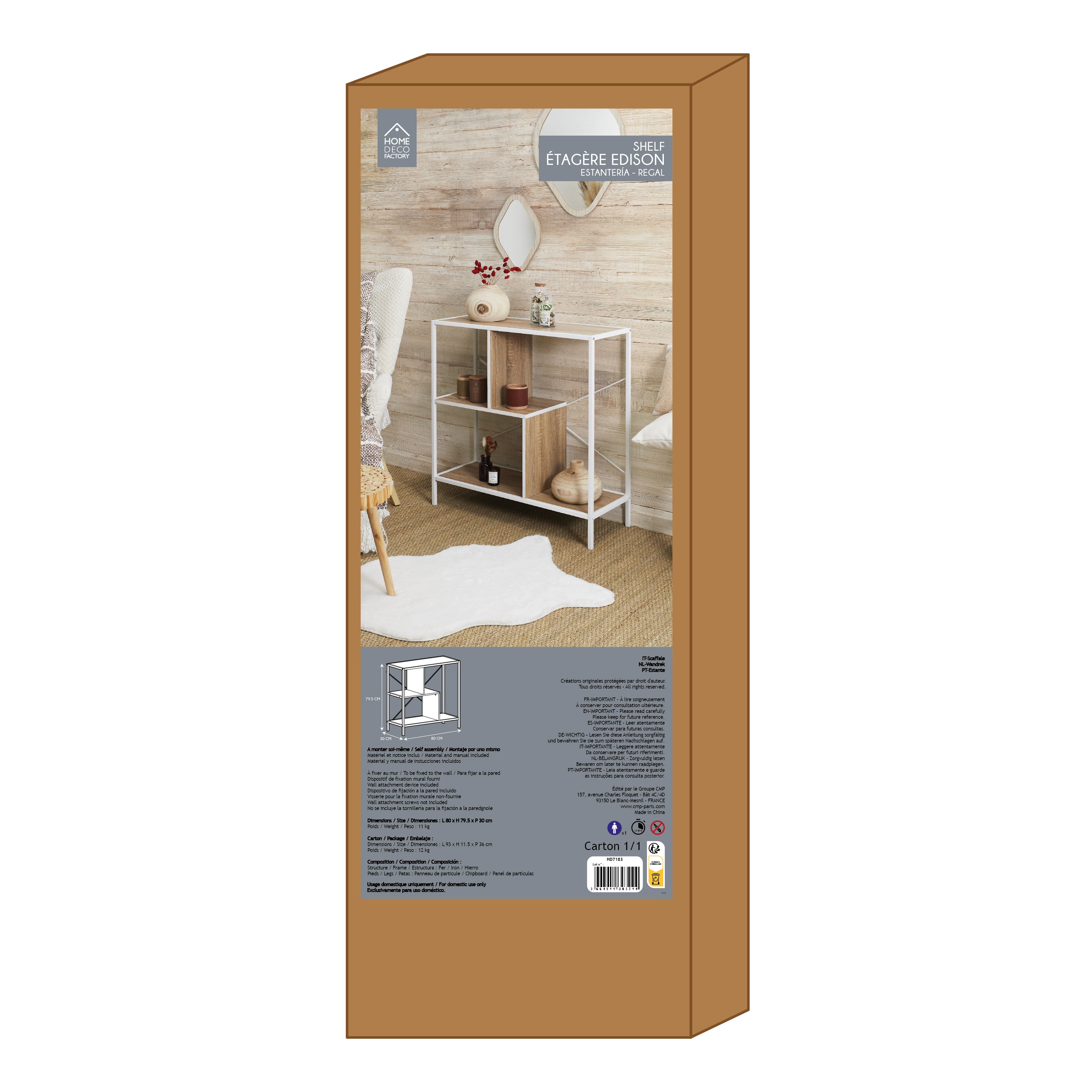 ETAGERE EDISON BLANC 80X30X79.5CM