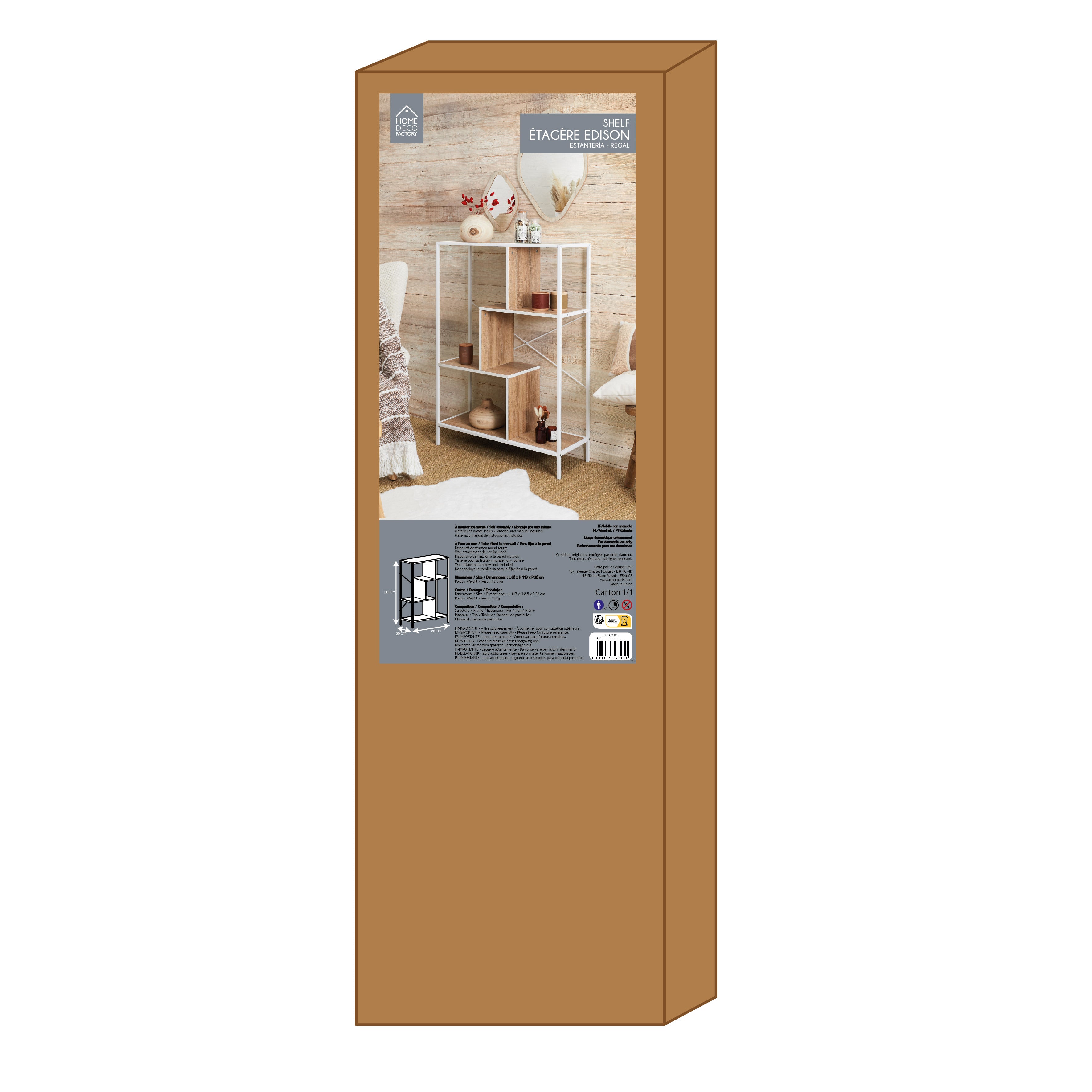 ETAGERE EDISON BLANC 80X30X113CM