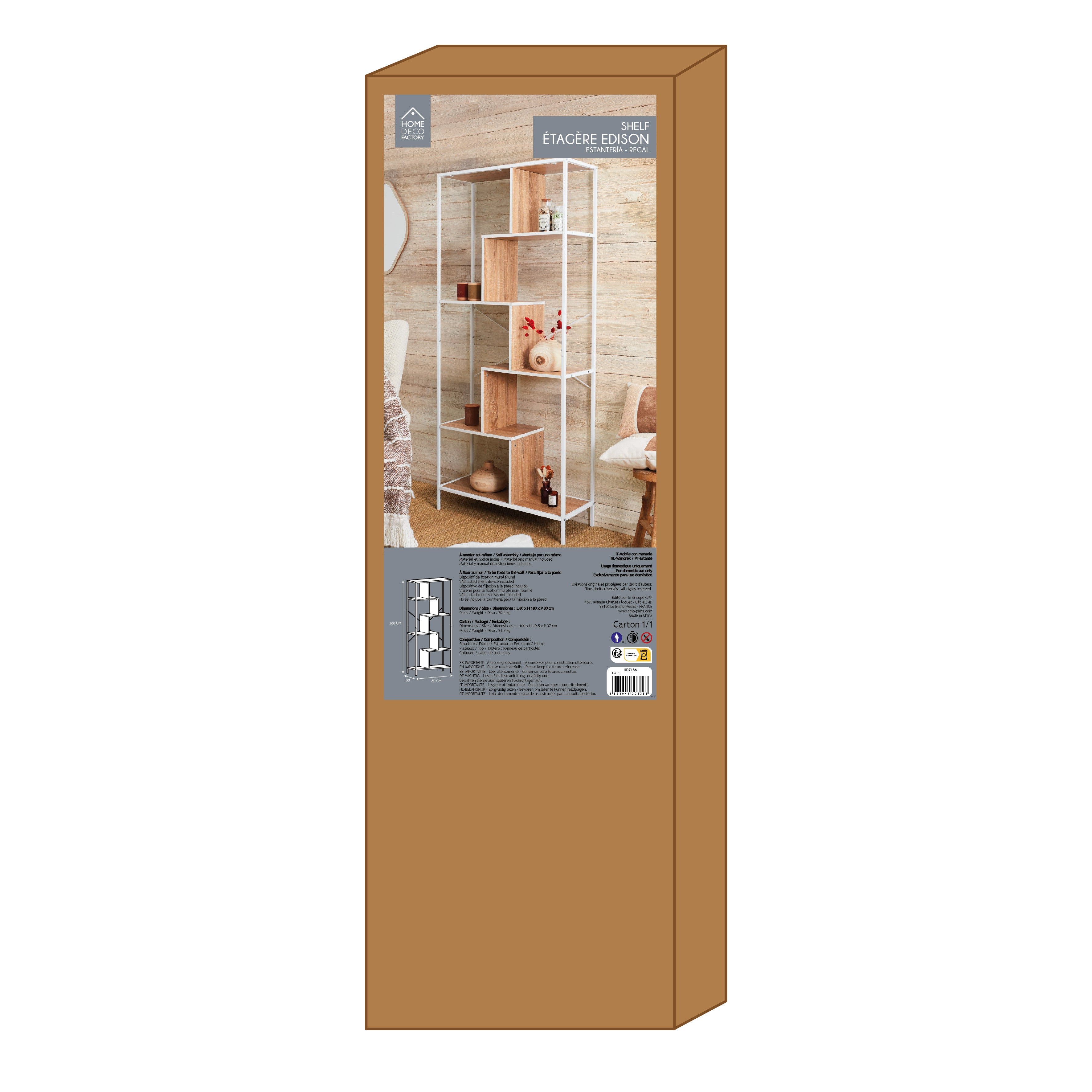 ETAGERE EDISON BLANC 80X30X180CM