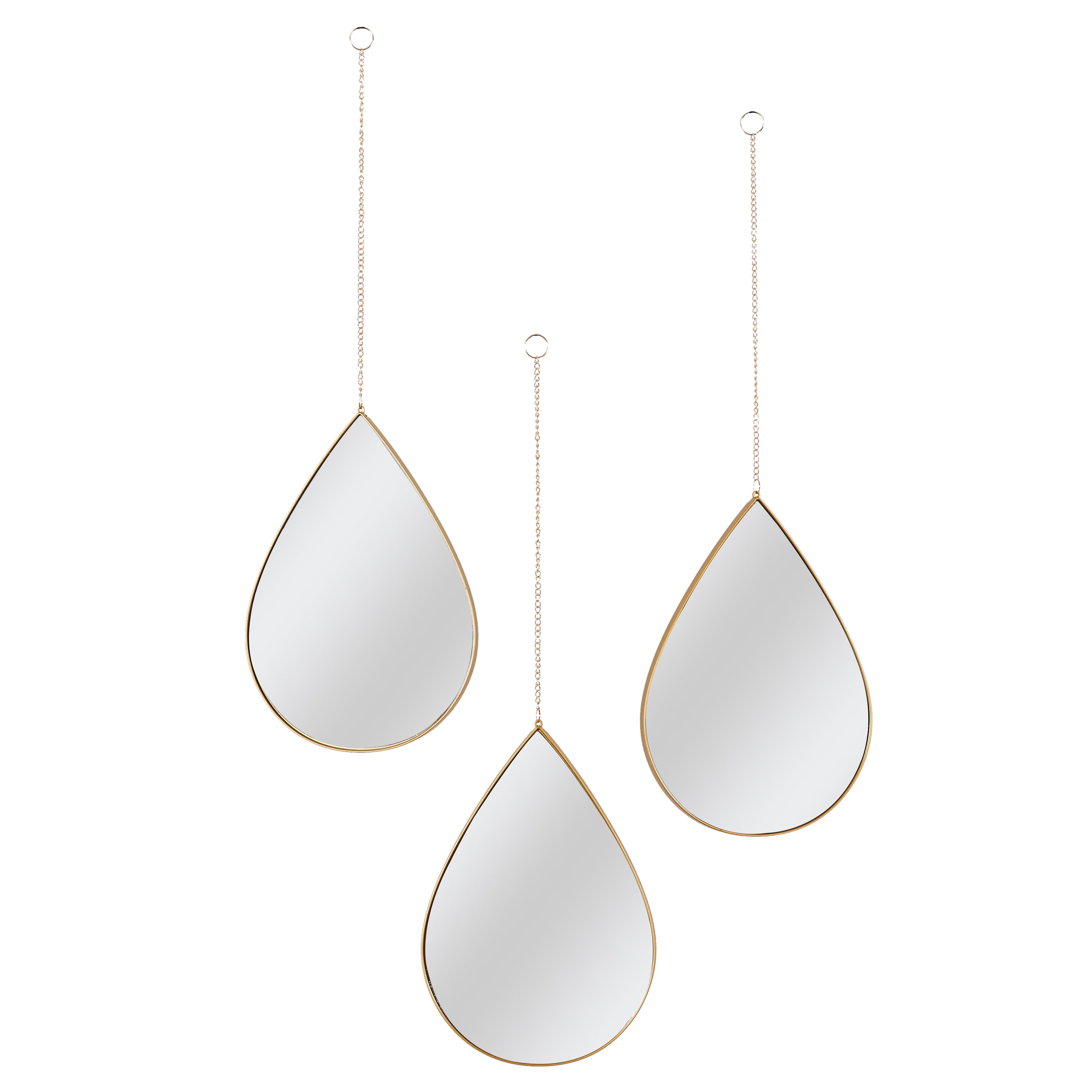 MIROIR DECO GOUTTE SUSPENDU DORE SIXTE X3