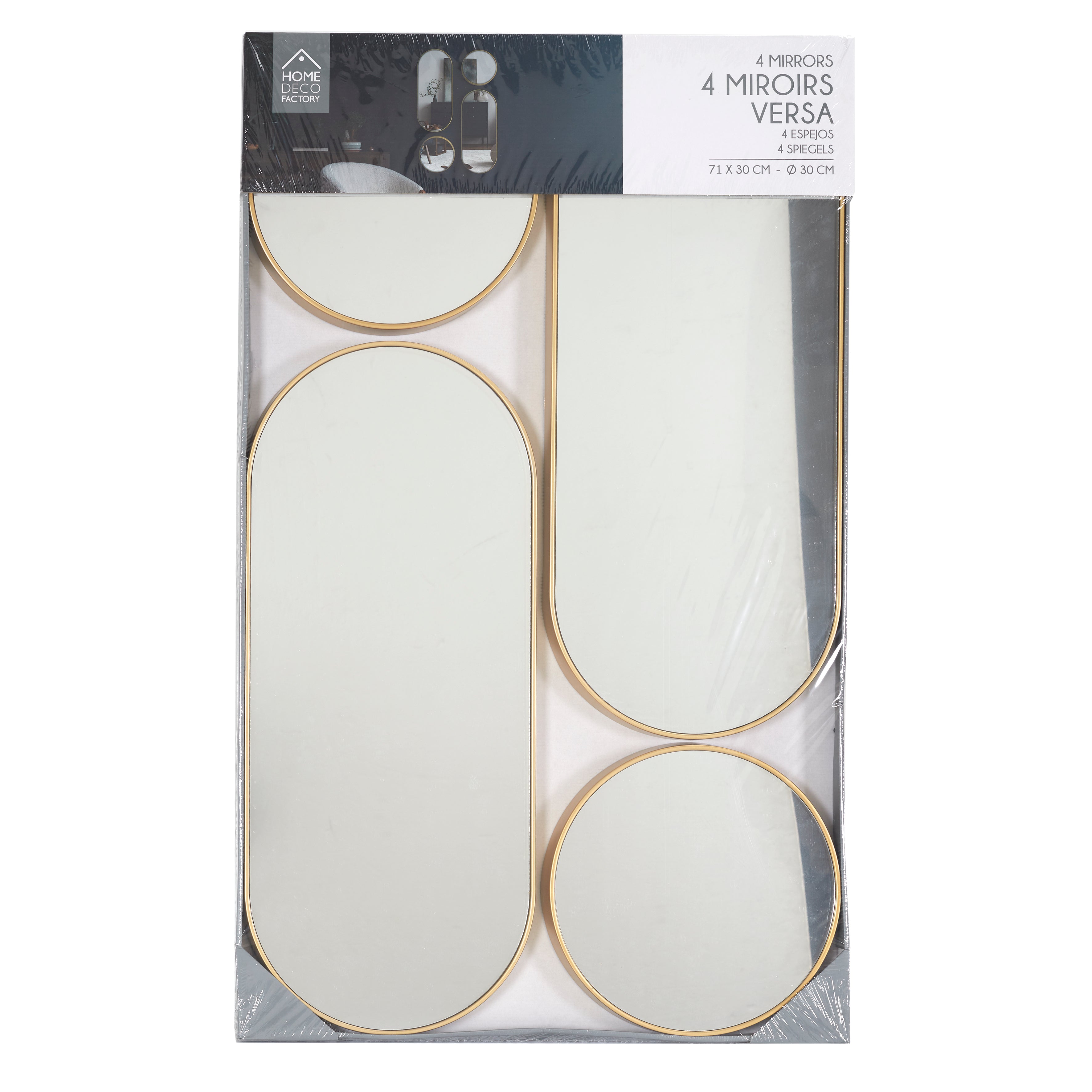 MIROIR DECO ROND ET OVALE VERSA DORE X4