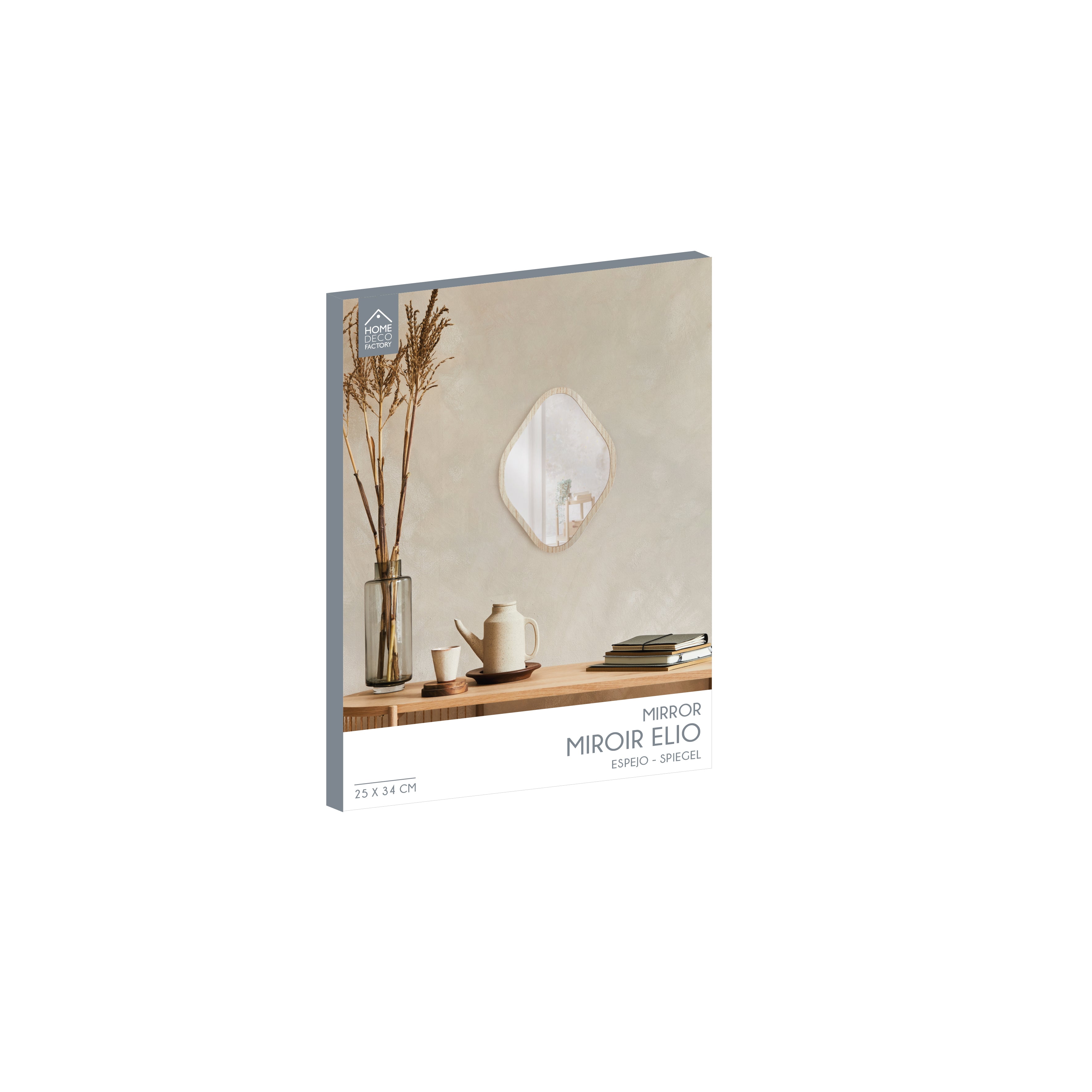 MIROIR DECO CONTOUR BOIS LOSANGE H34CM ELIO