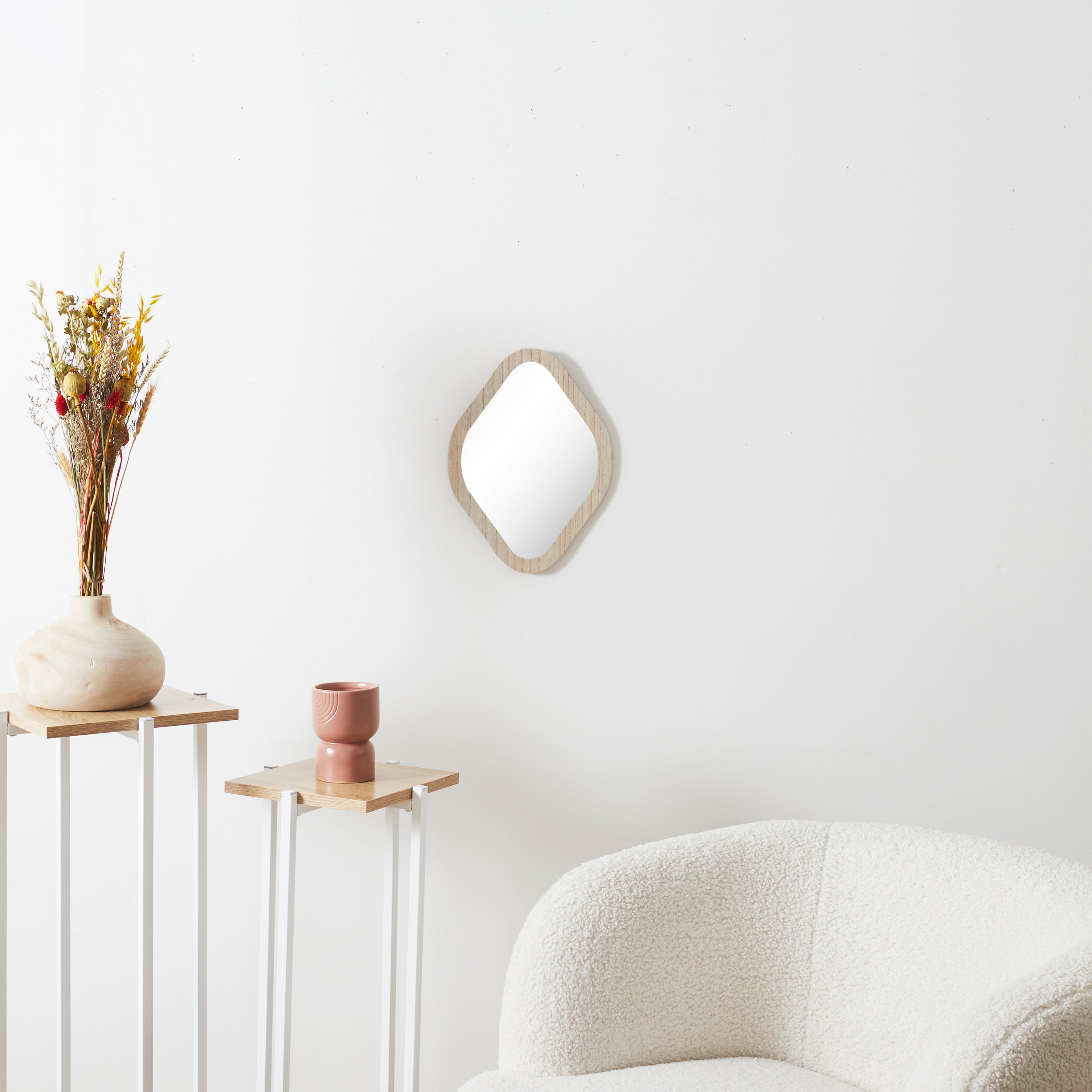 MIROIR DECO CONTOUR BOIS LOSANGE H34CM ELIO