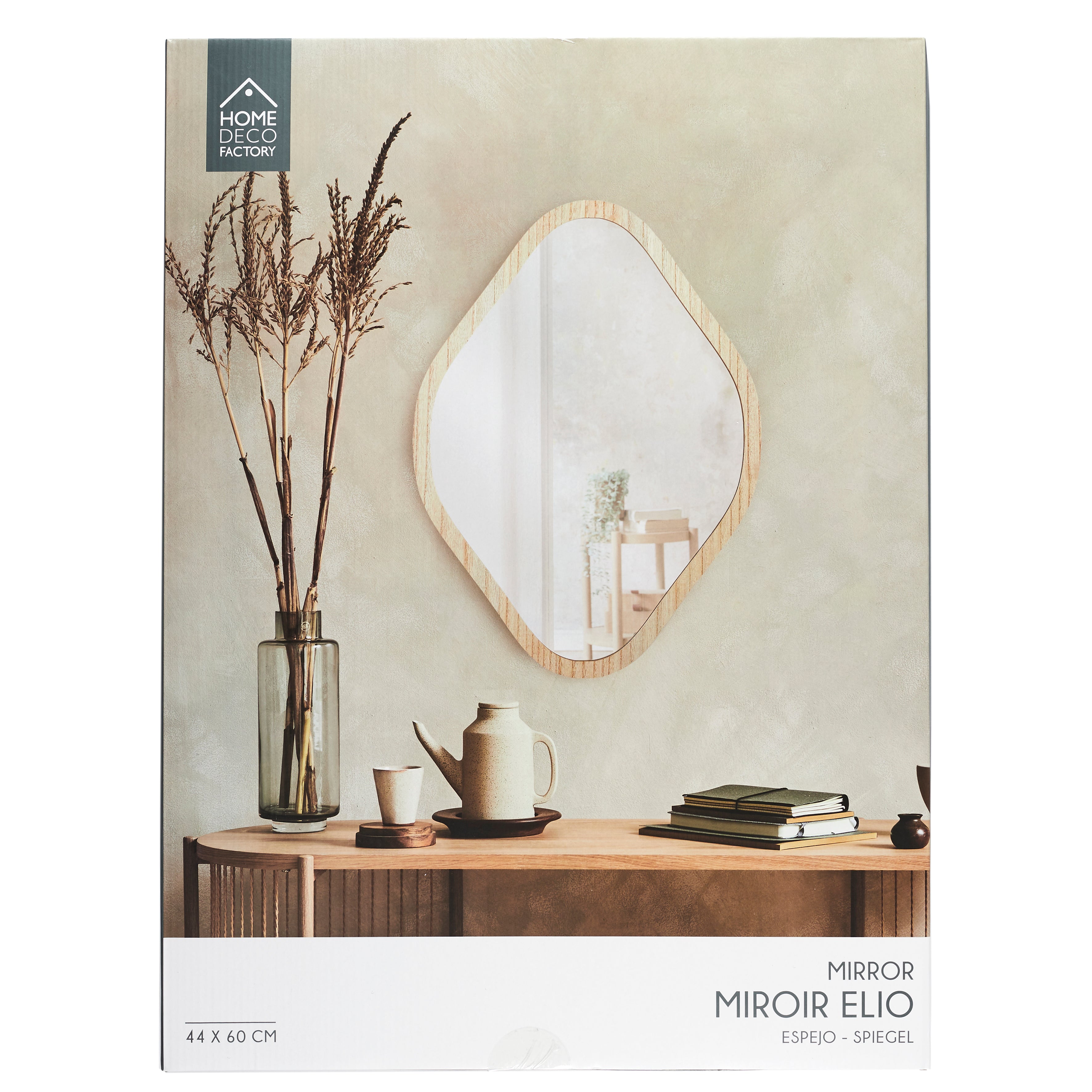 MIROIR DECO CONTOUR BOIS LOSANGE H60CM ELIO