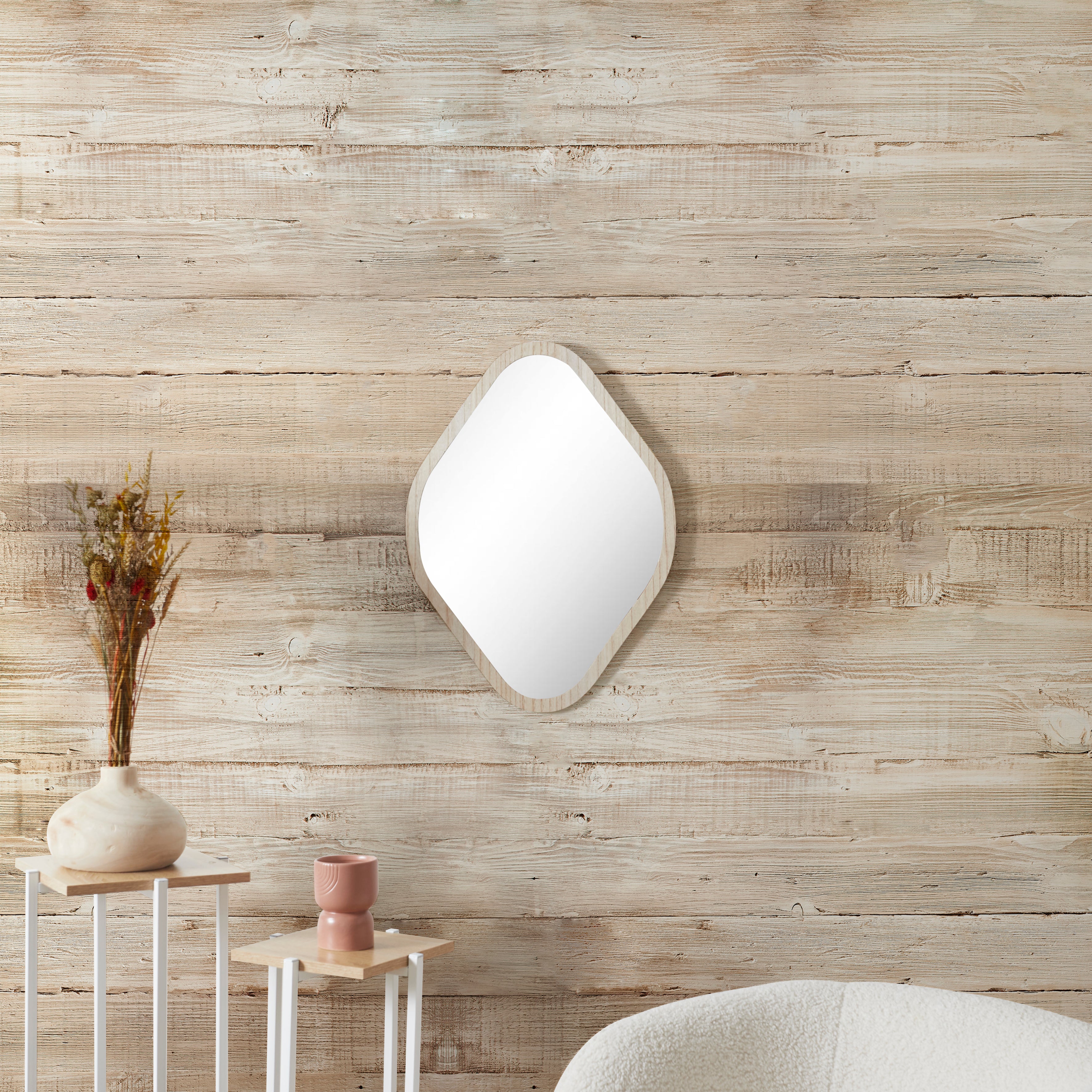 MIROIR DECO CONTOUR BOIS LOSANGE H60CM ELIO