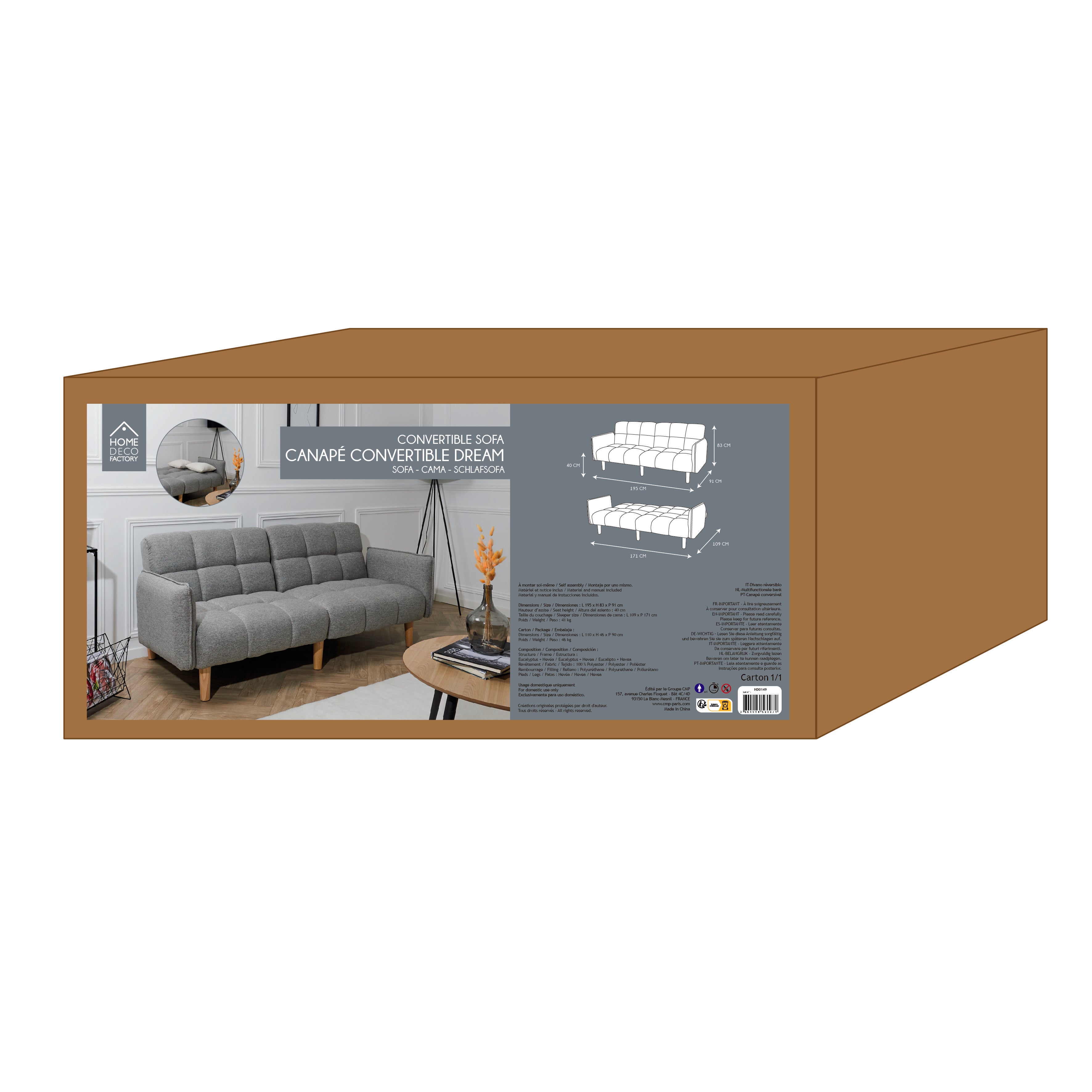 CANAPE CONVERTIBLE DREAM GRIS