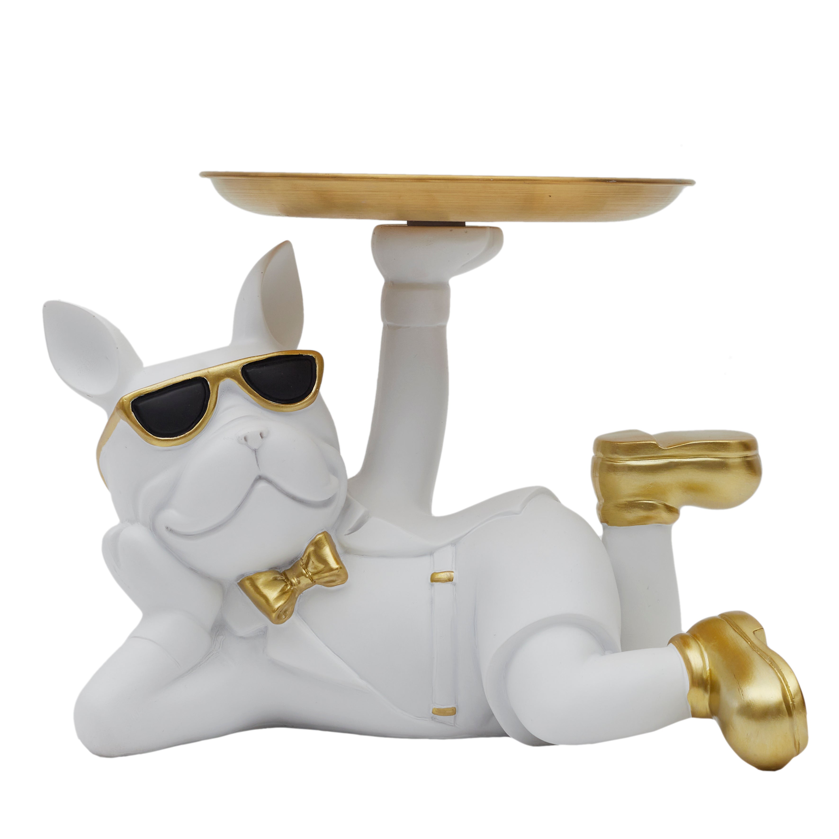 STATUE DECO BULLDOG BLANC VIDE POCHE