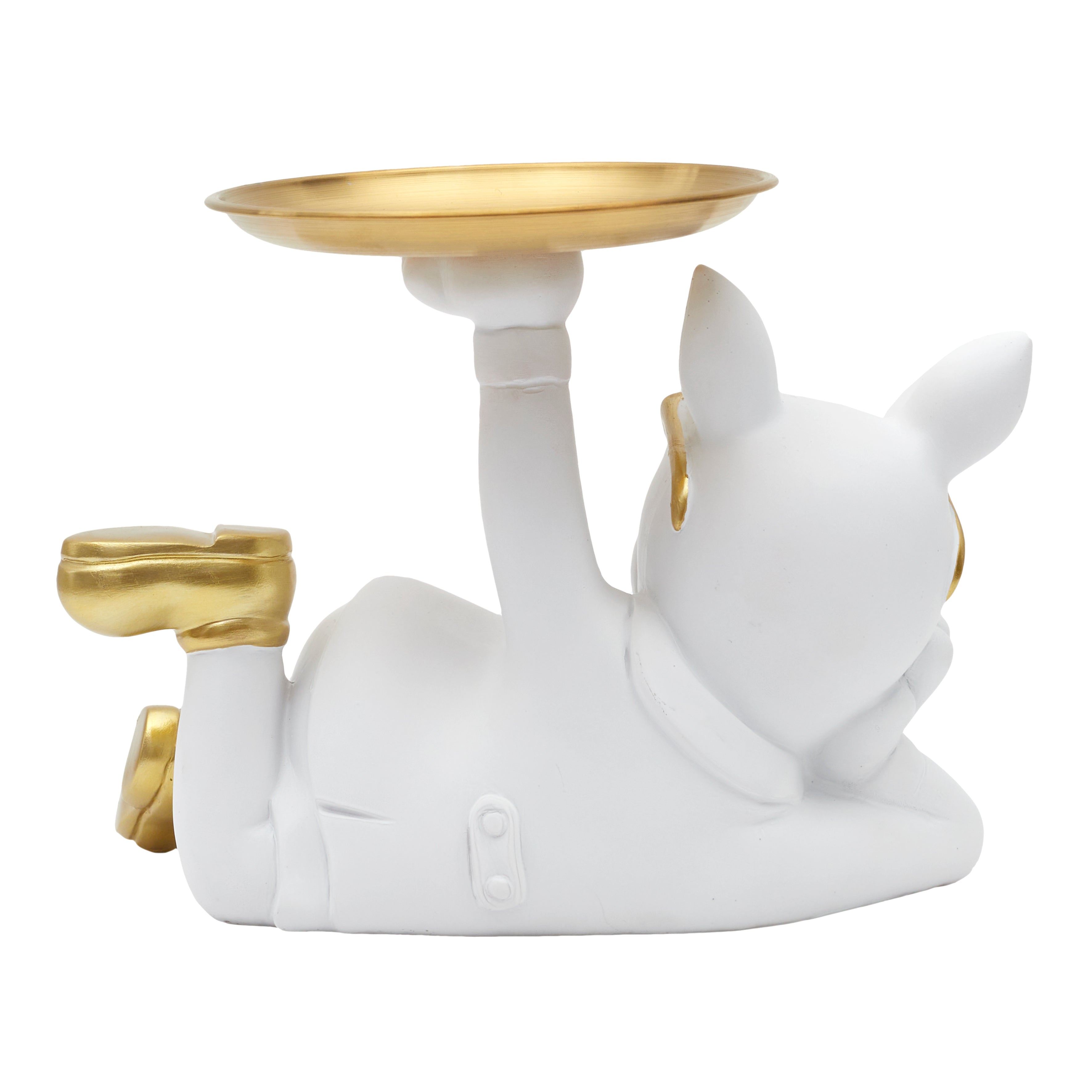 STATUE DECO BULLDOG BLANC VIDE POCHE