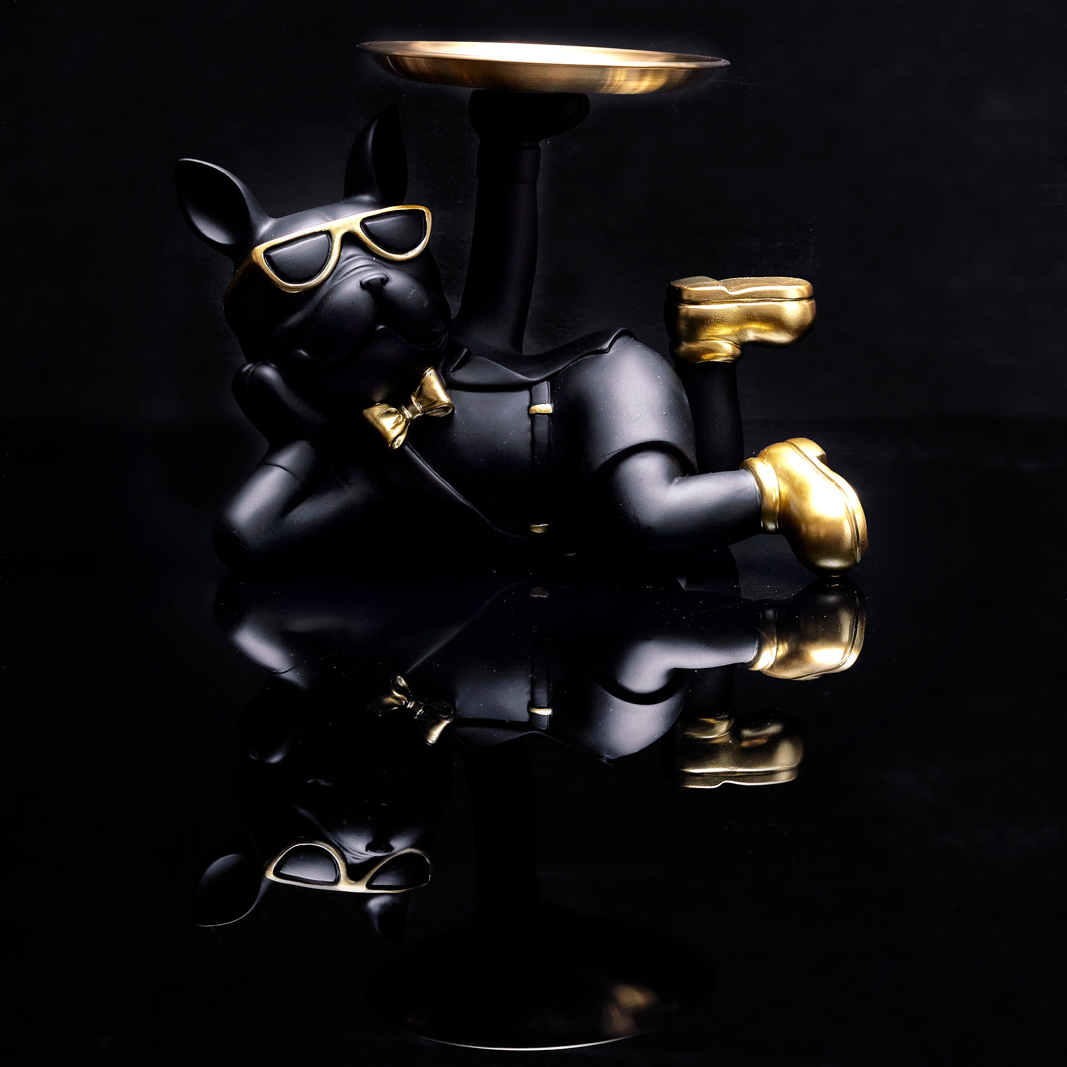 STATUE BULLDOG NOIR VIDE POCHE