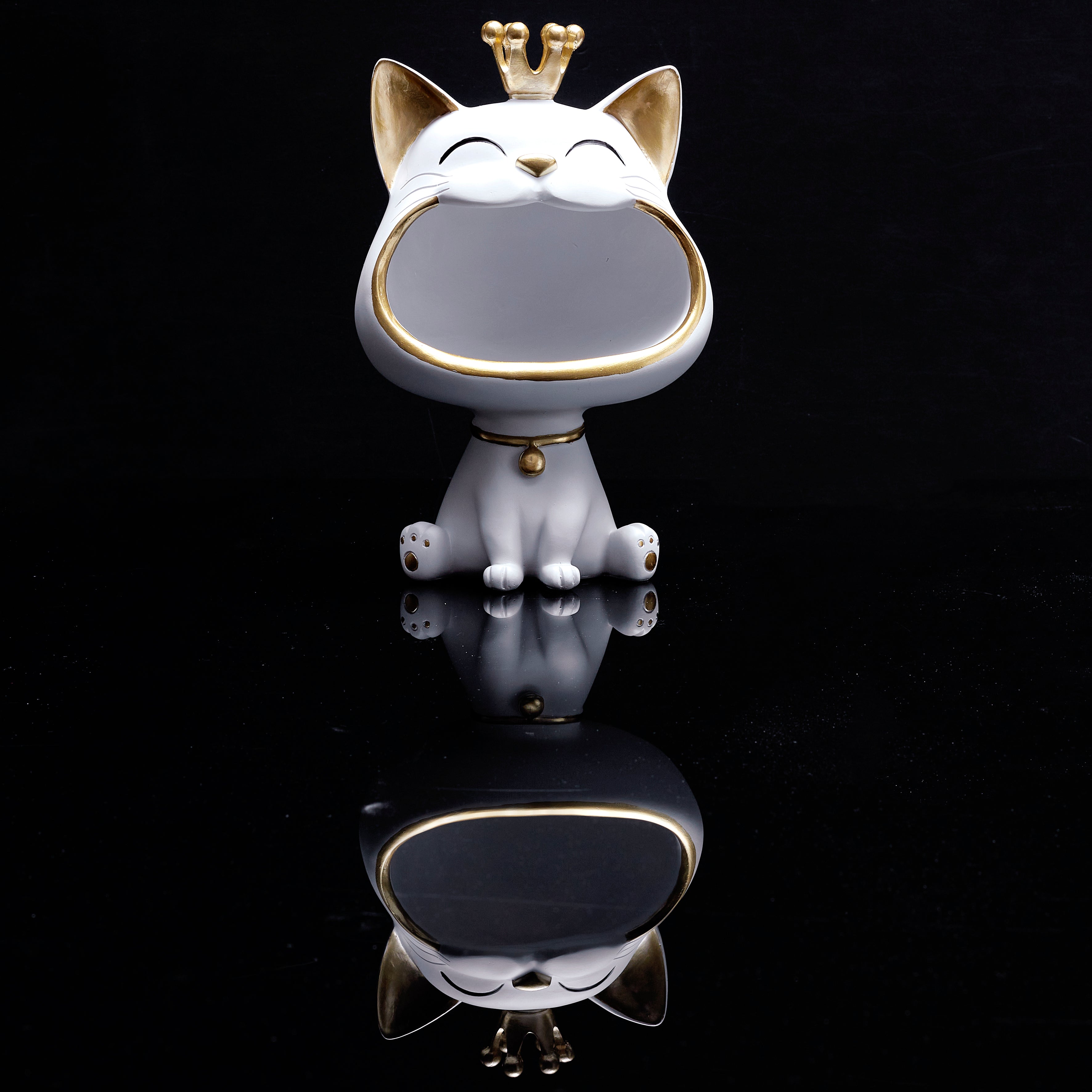 STATUE CHAT BLANC VIDE POCHE