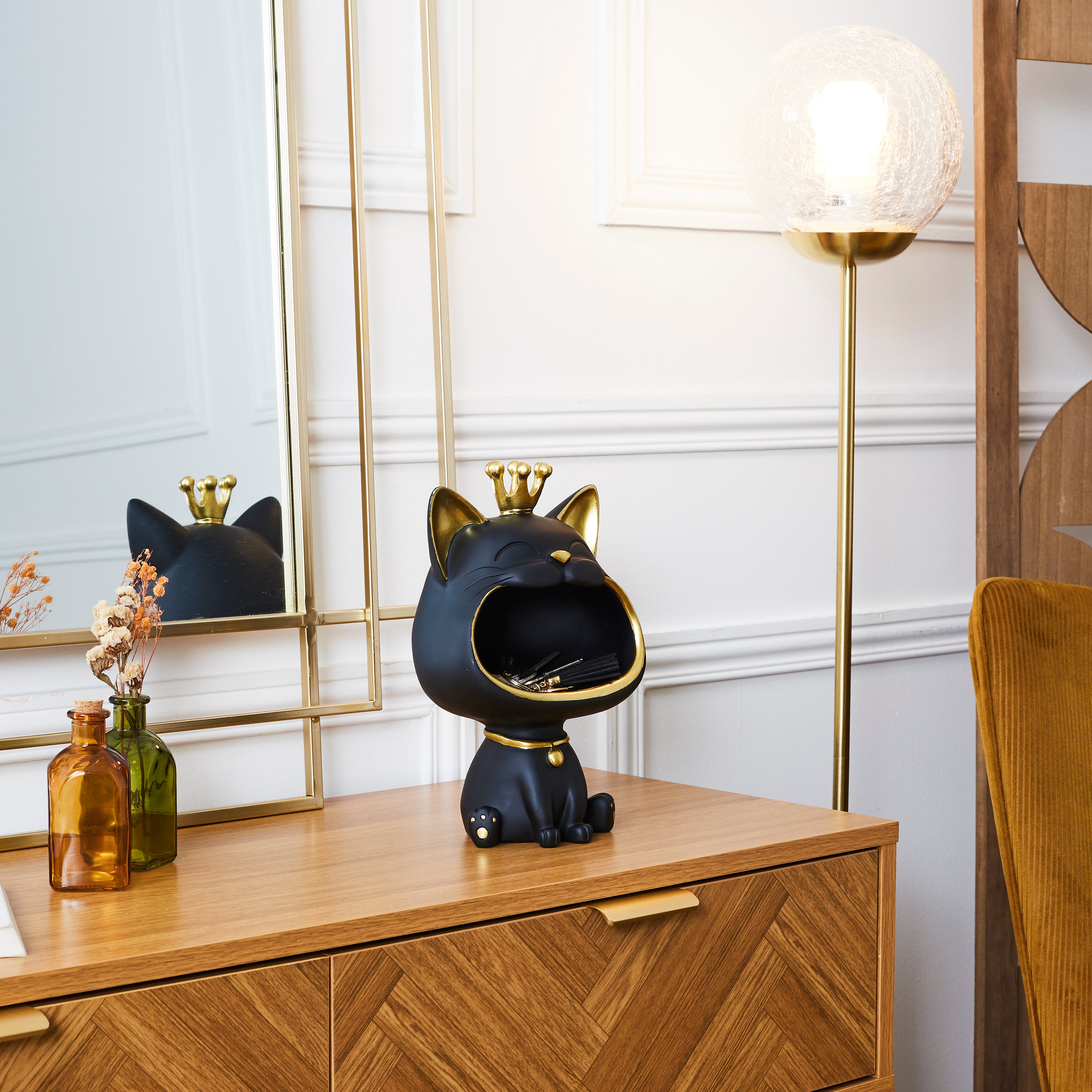 STATUE CHAT NOIR VIDE POCHE