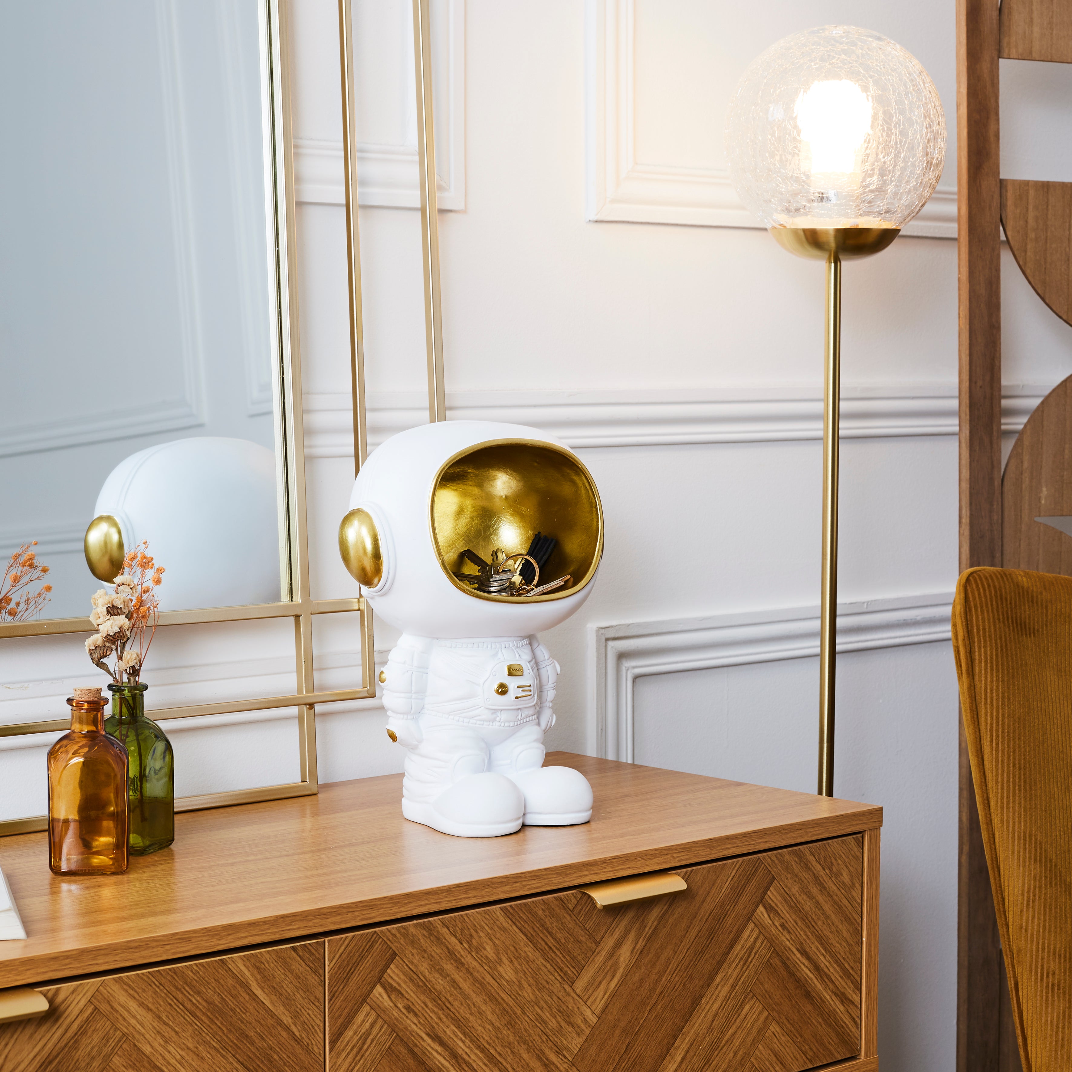 STATUE ASTRONAUTE VIDE POCHE BLANC