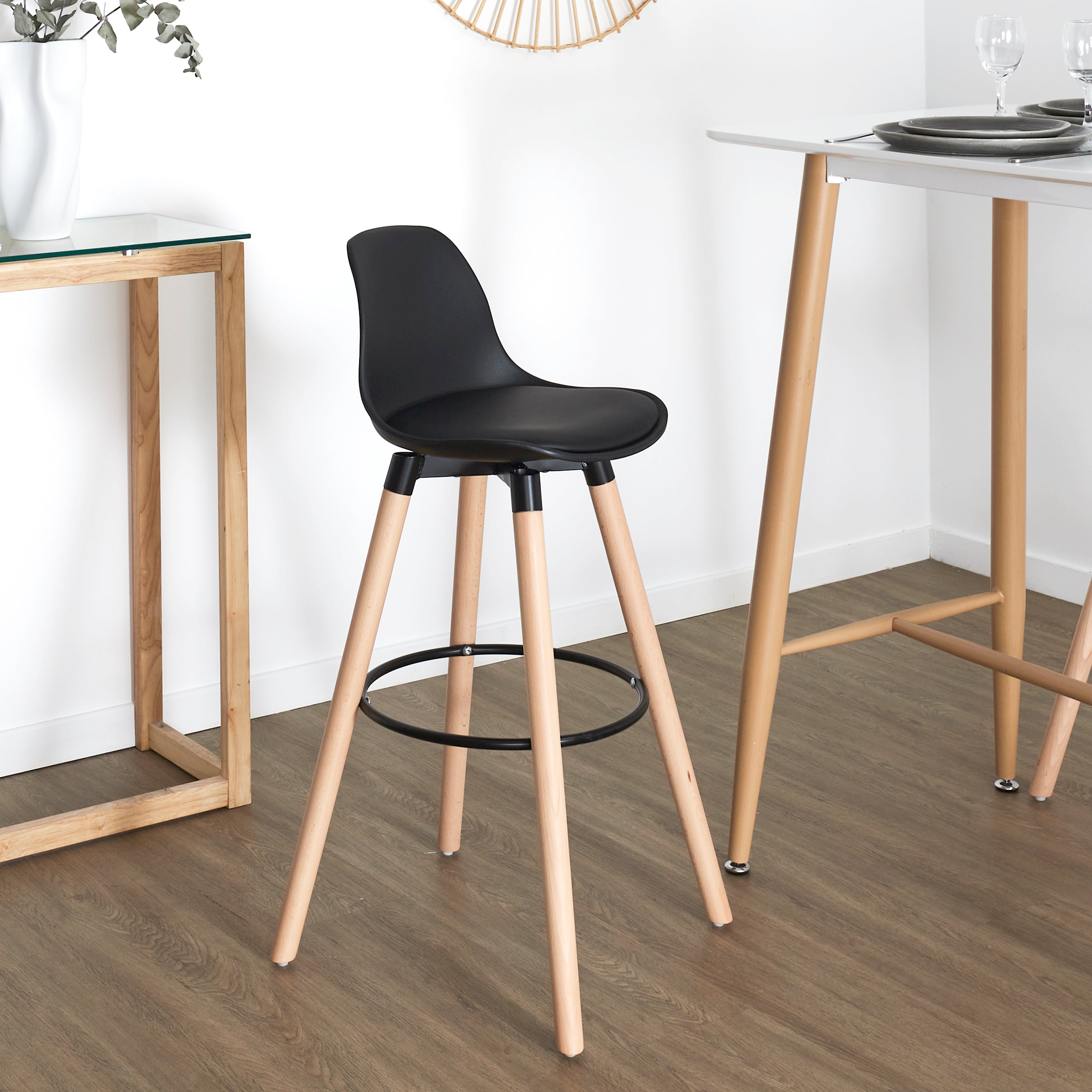 TABOURET DE BAR WALT NOIR - LOT DE 2