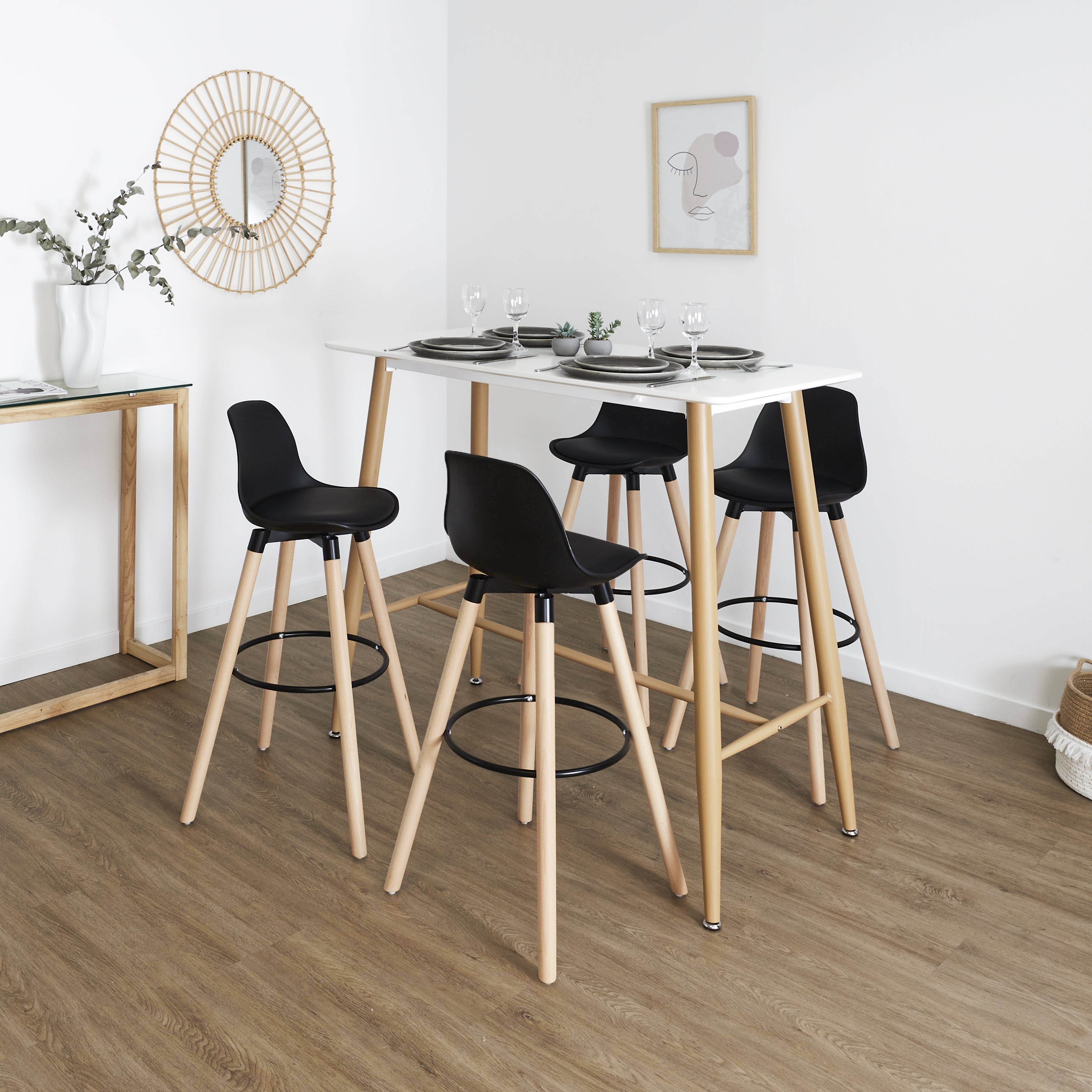 TABOURET DE BAR WALT NOIR - LOT DE 2