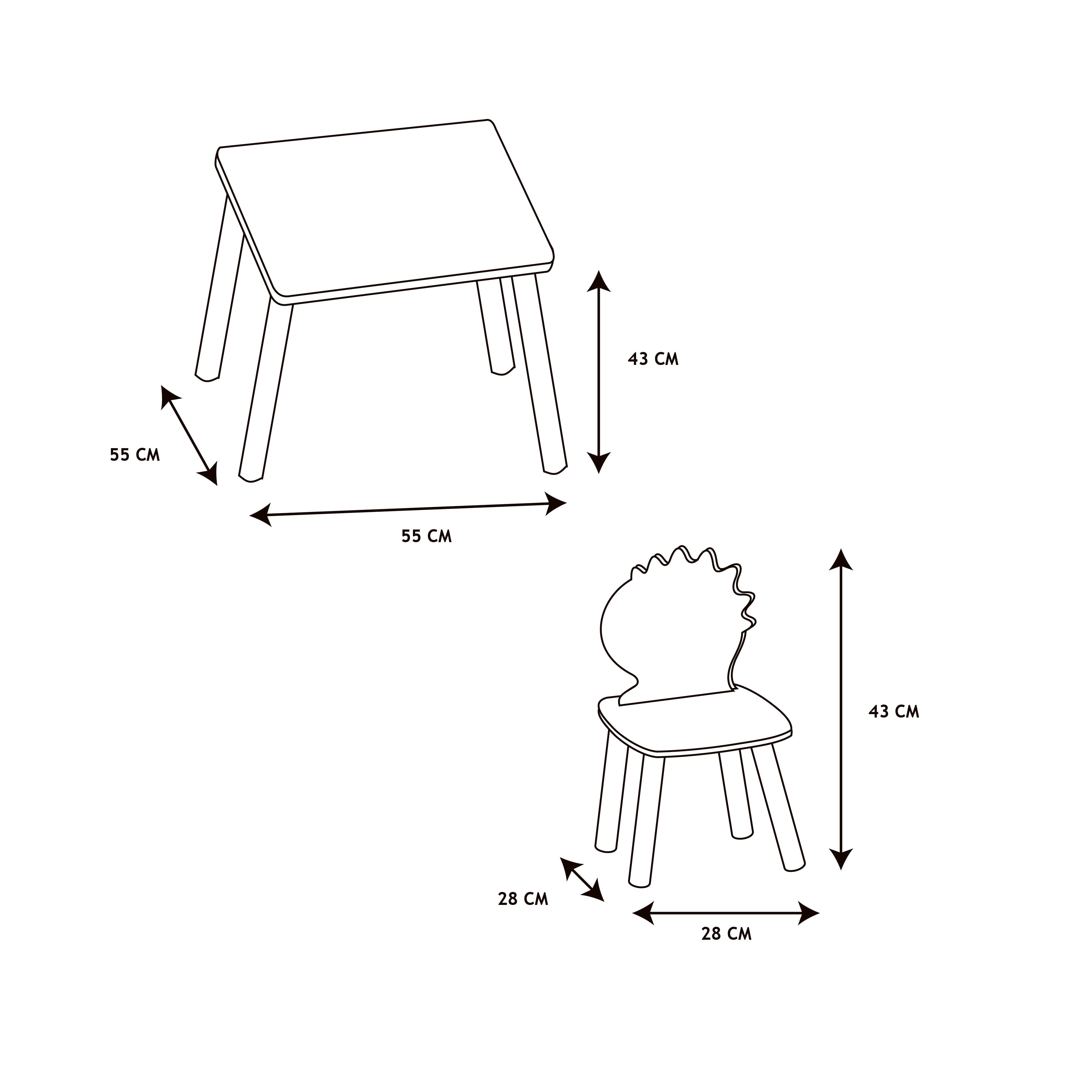 TABLE ET 2 CHAISES DINO