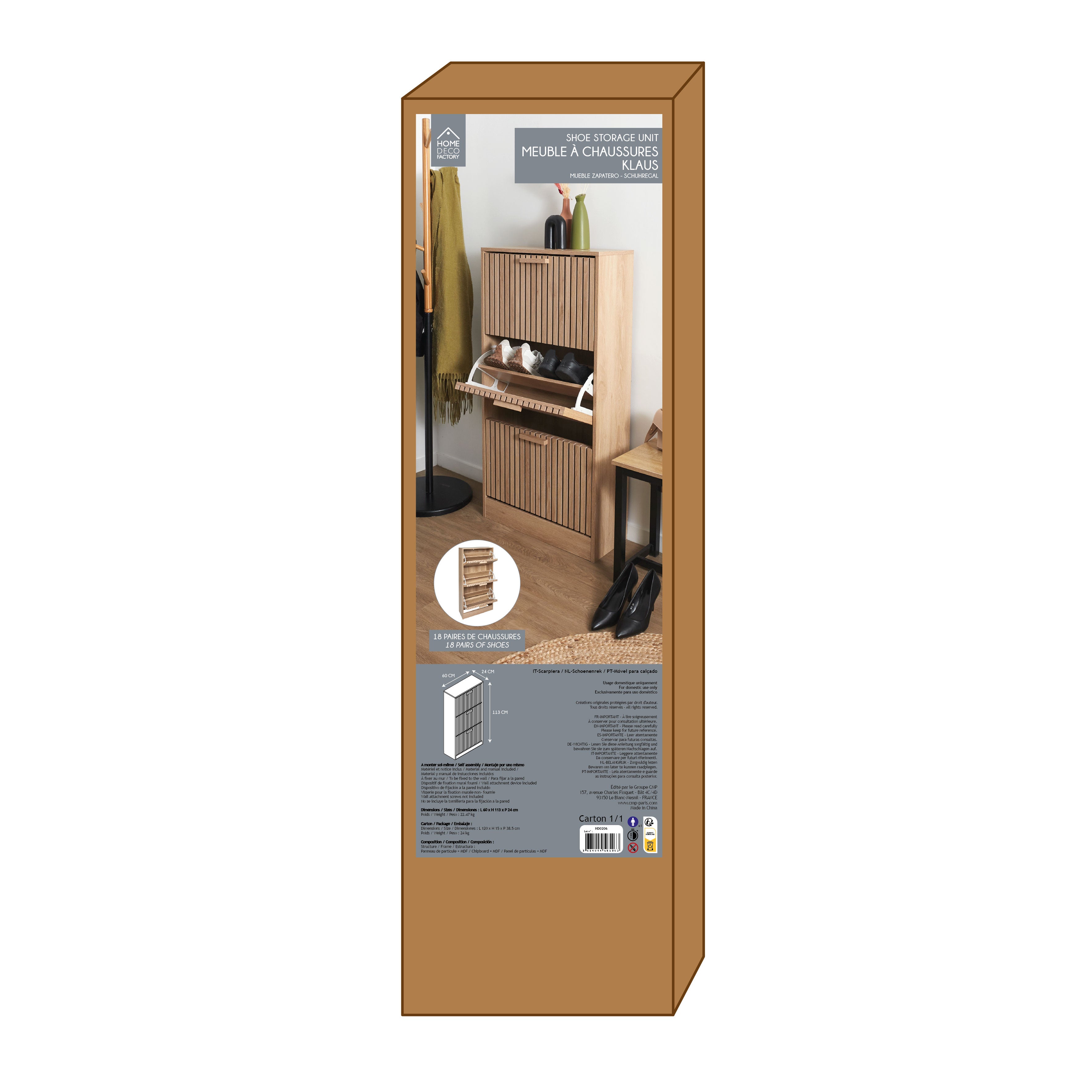 MEUBLE A CHAUSSURE 3 PORTES KLAUS
