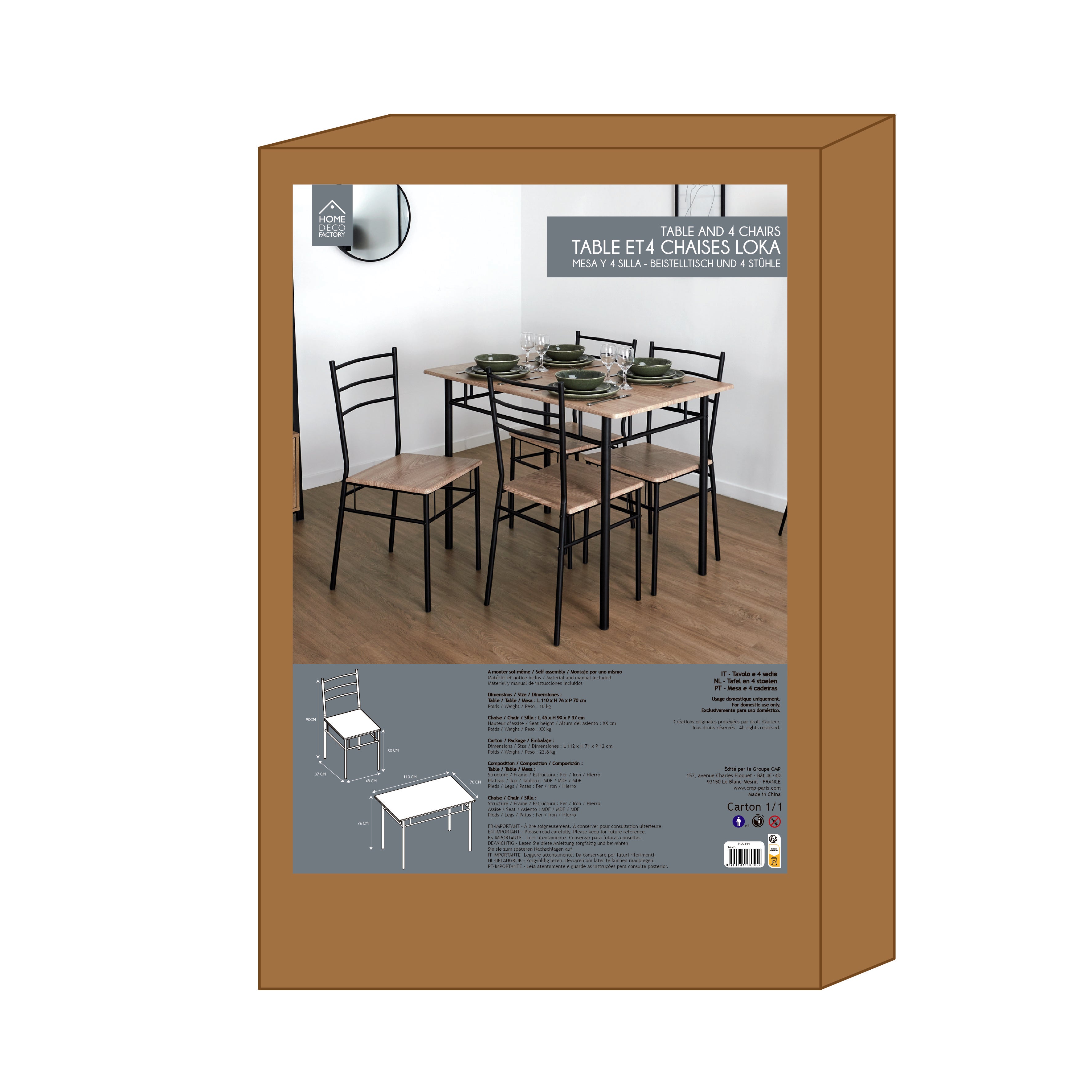 TABLE ET 4 CHAISES LOKA