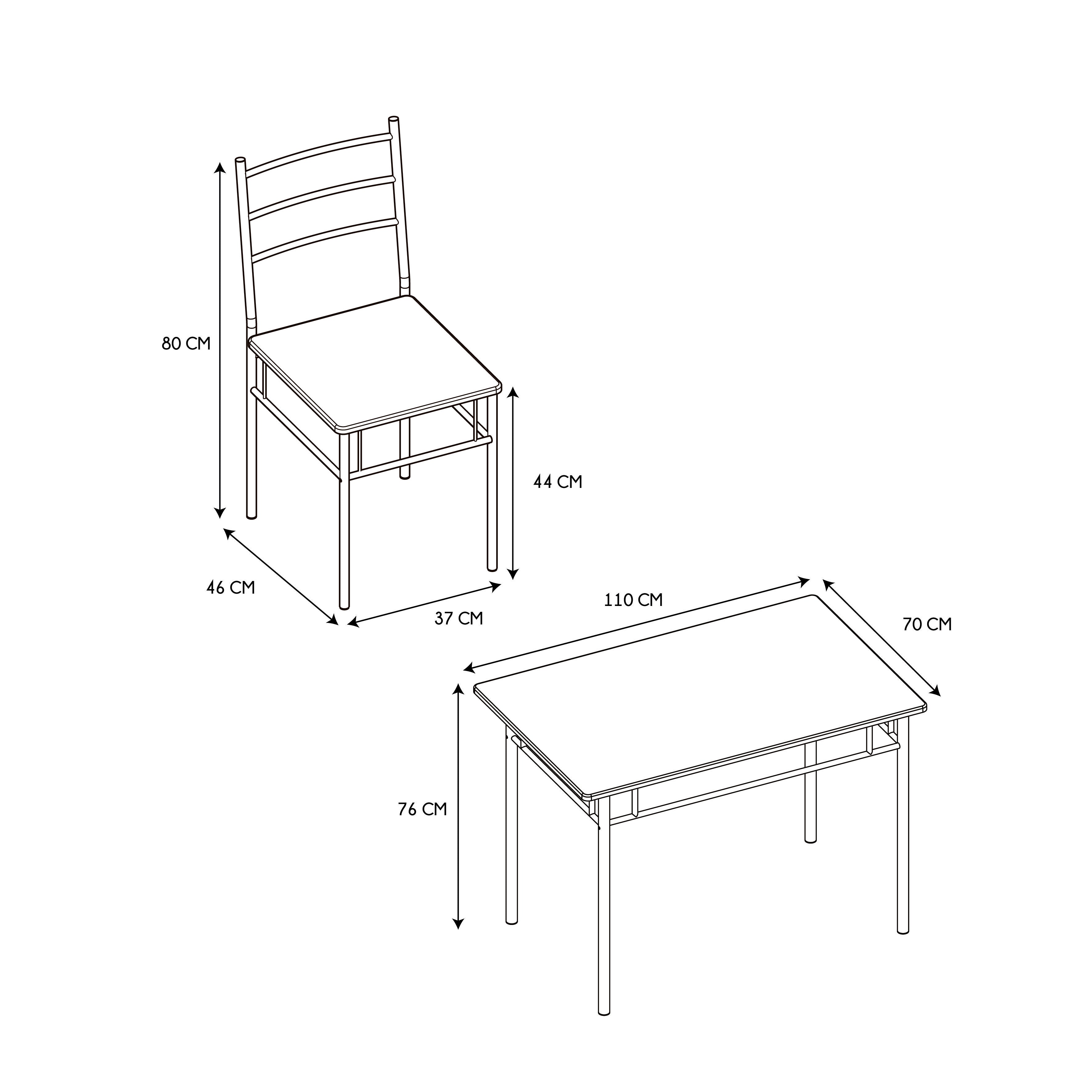 TABLE ET 4 CHAISES LOKA