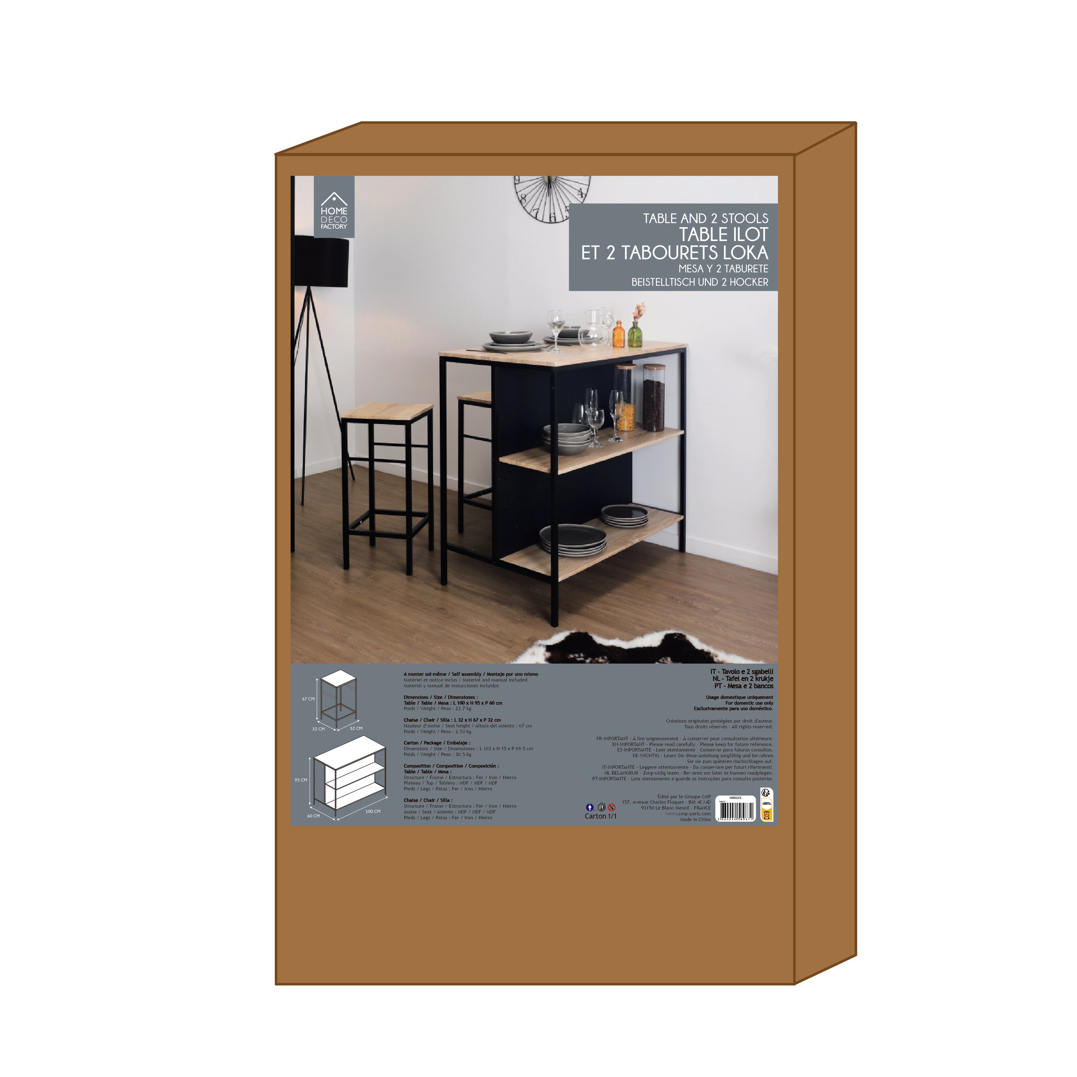 TABLE ILOT 2 TABOURETS LOKA