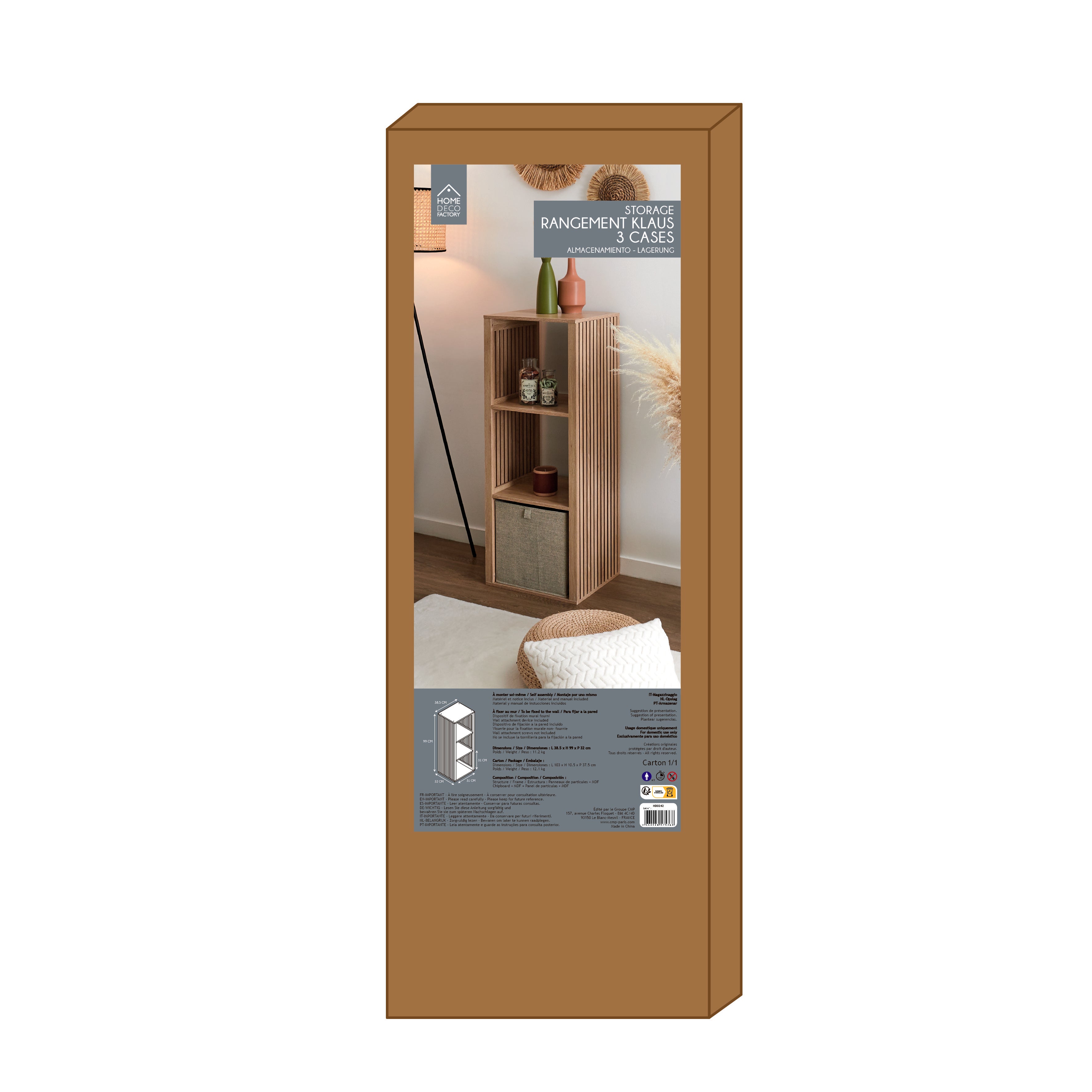 RANGEMENT MODULABLE 3 CASES KLAUS