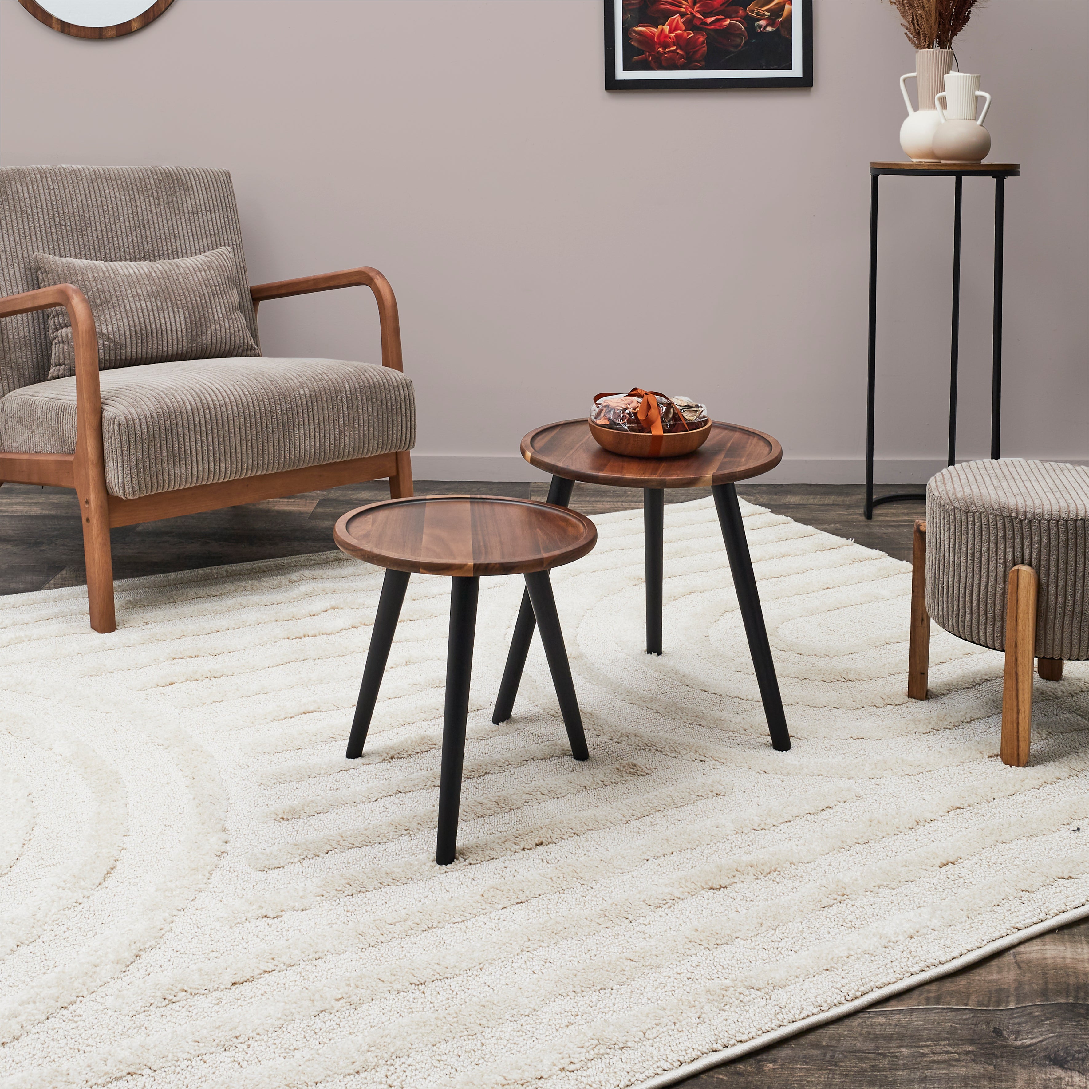 TABLE GIGOGNE ROND ACACIA X2