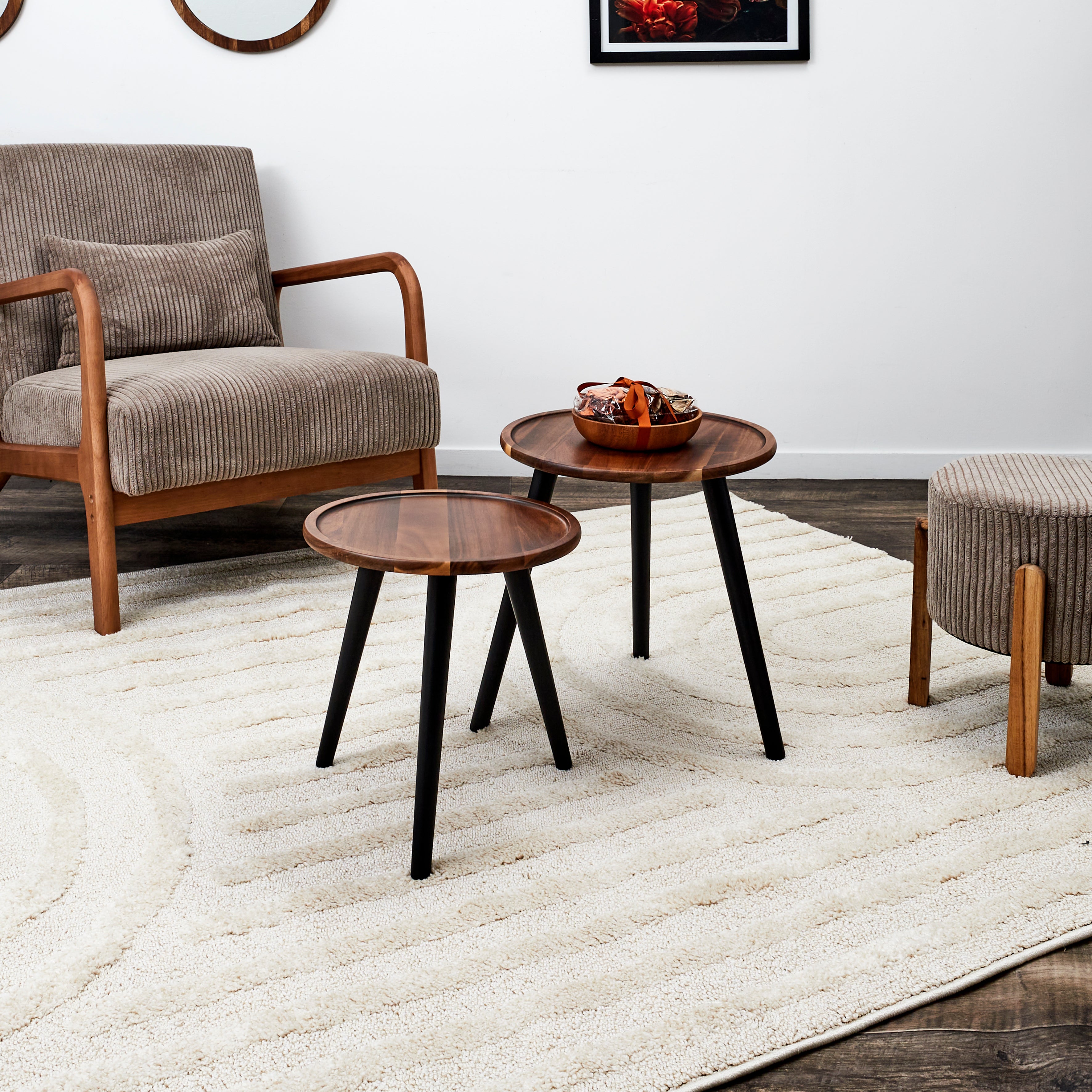 TABLE GIGOGNE ROND ACACIA X2