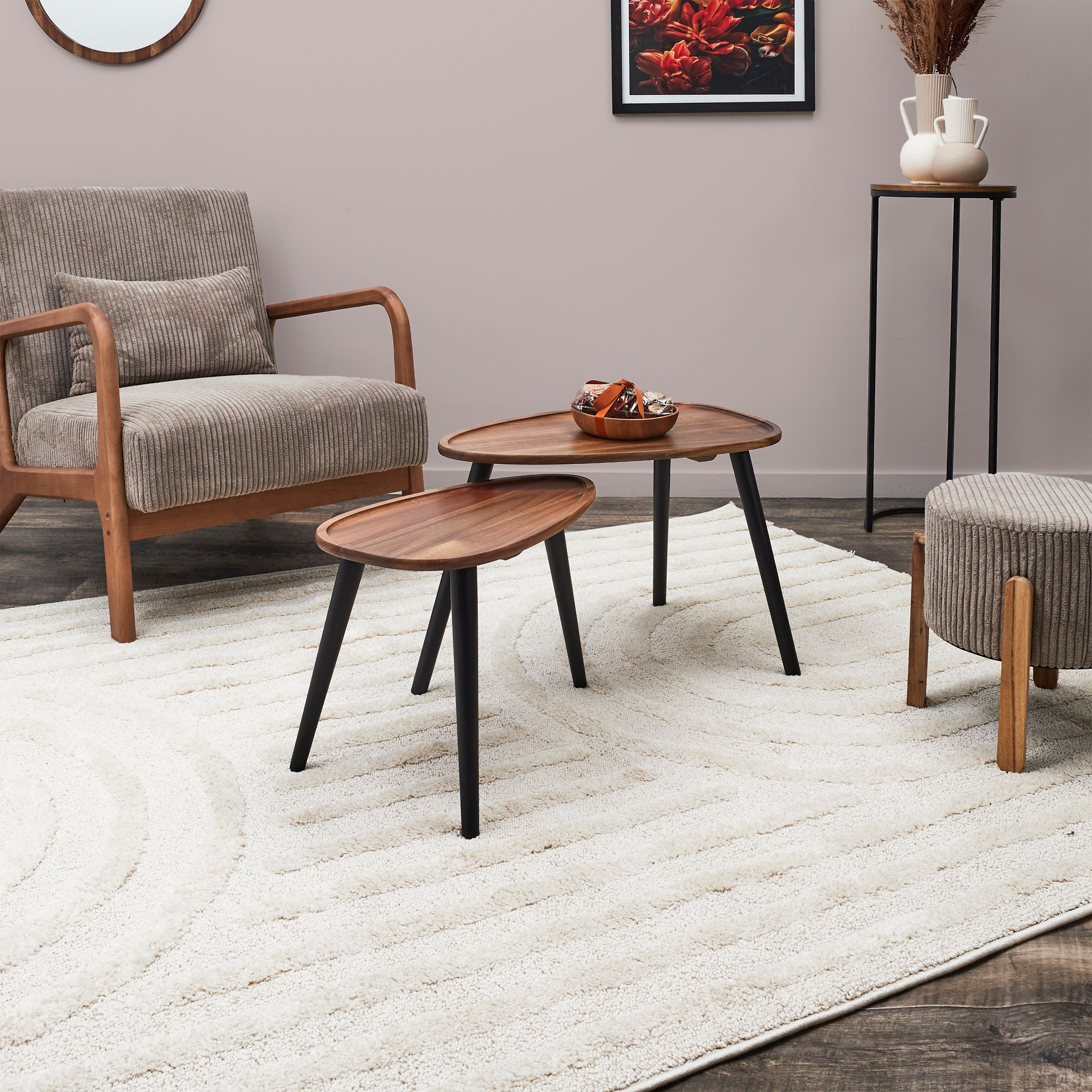 TABLE GIGOGNE GALET ACACIA X2