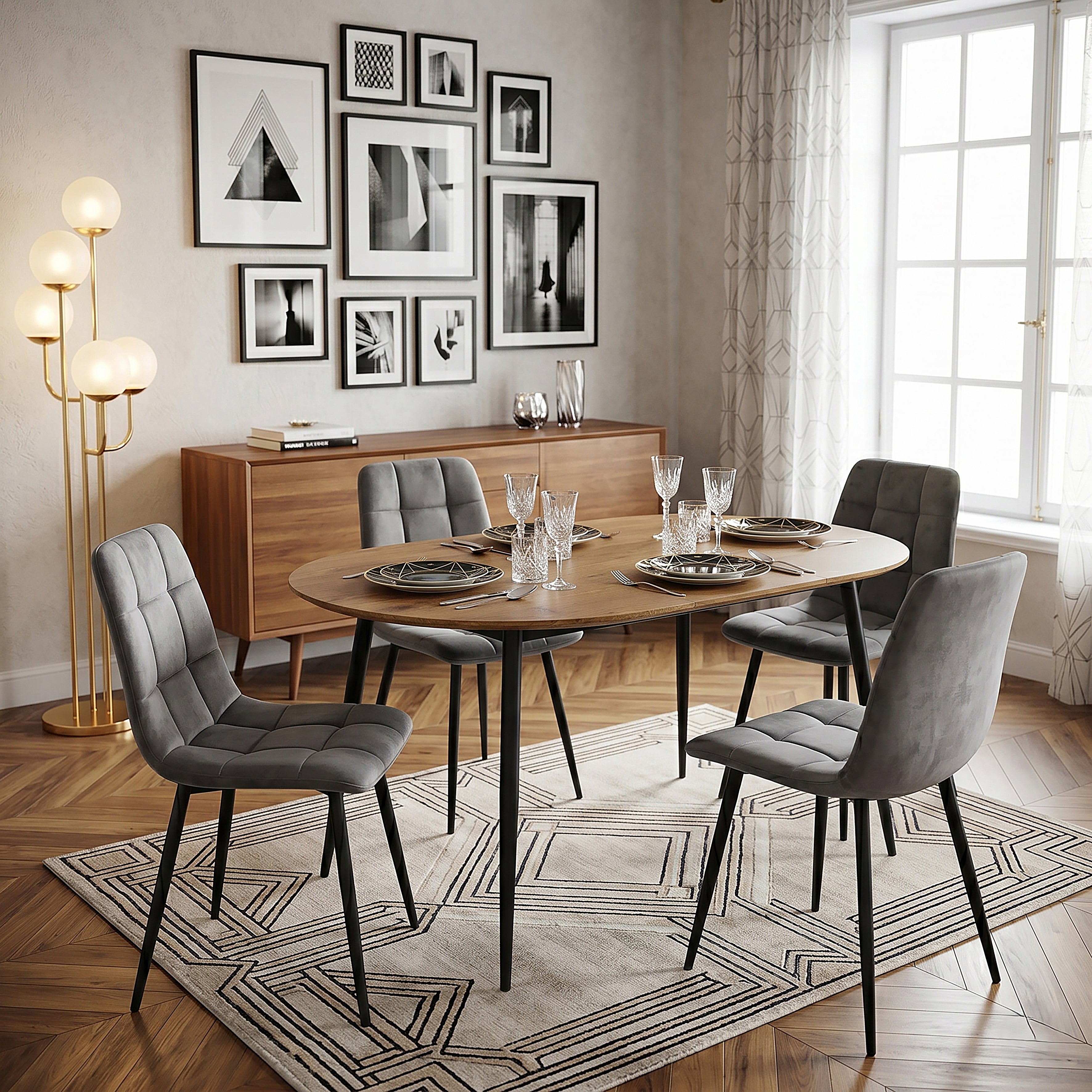 CHAISE MATEO GRIS - LOT DE 4