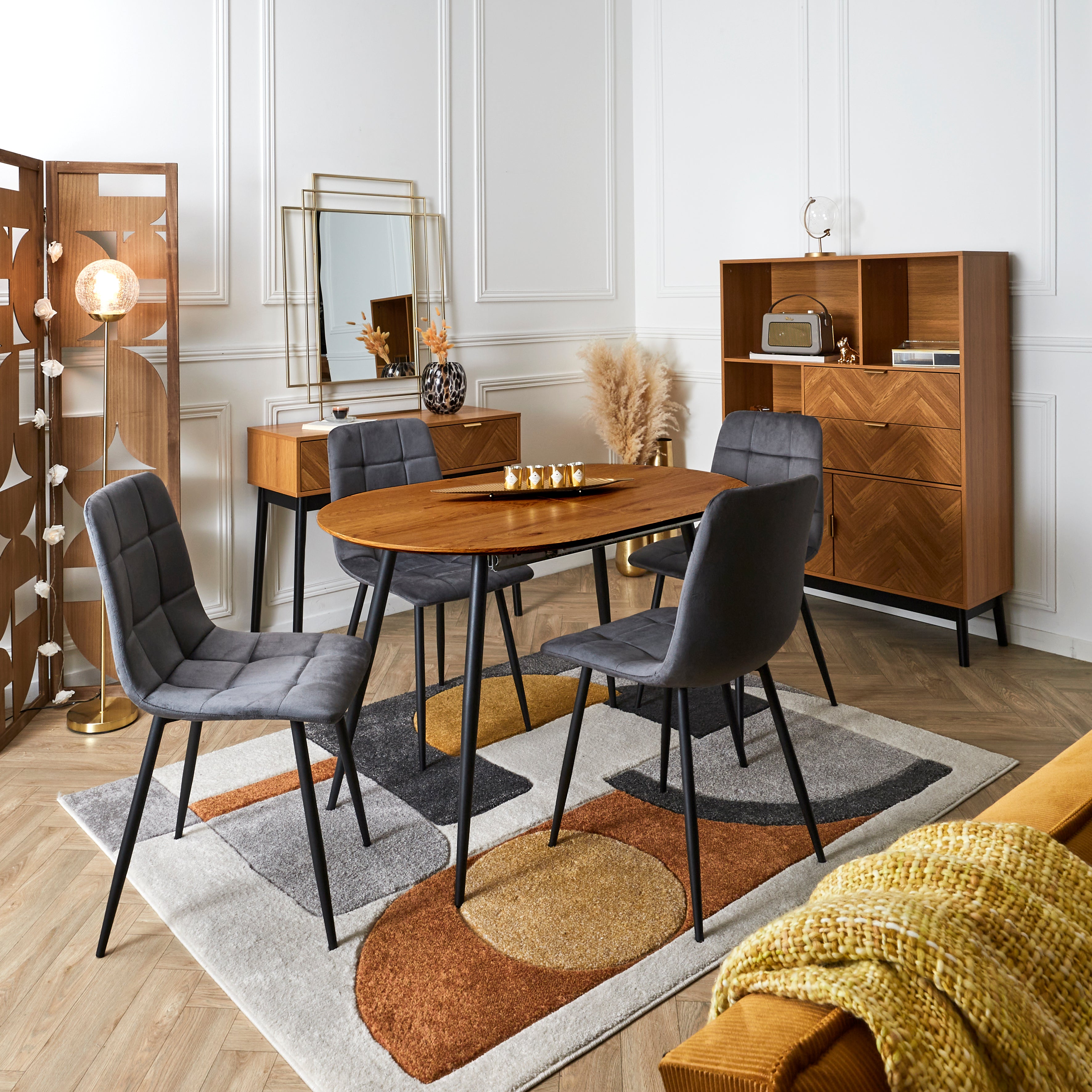 CHAISE MATEO GRIS - LOT DE 4