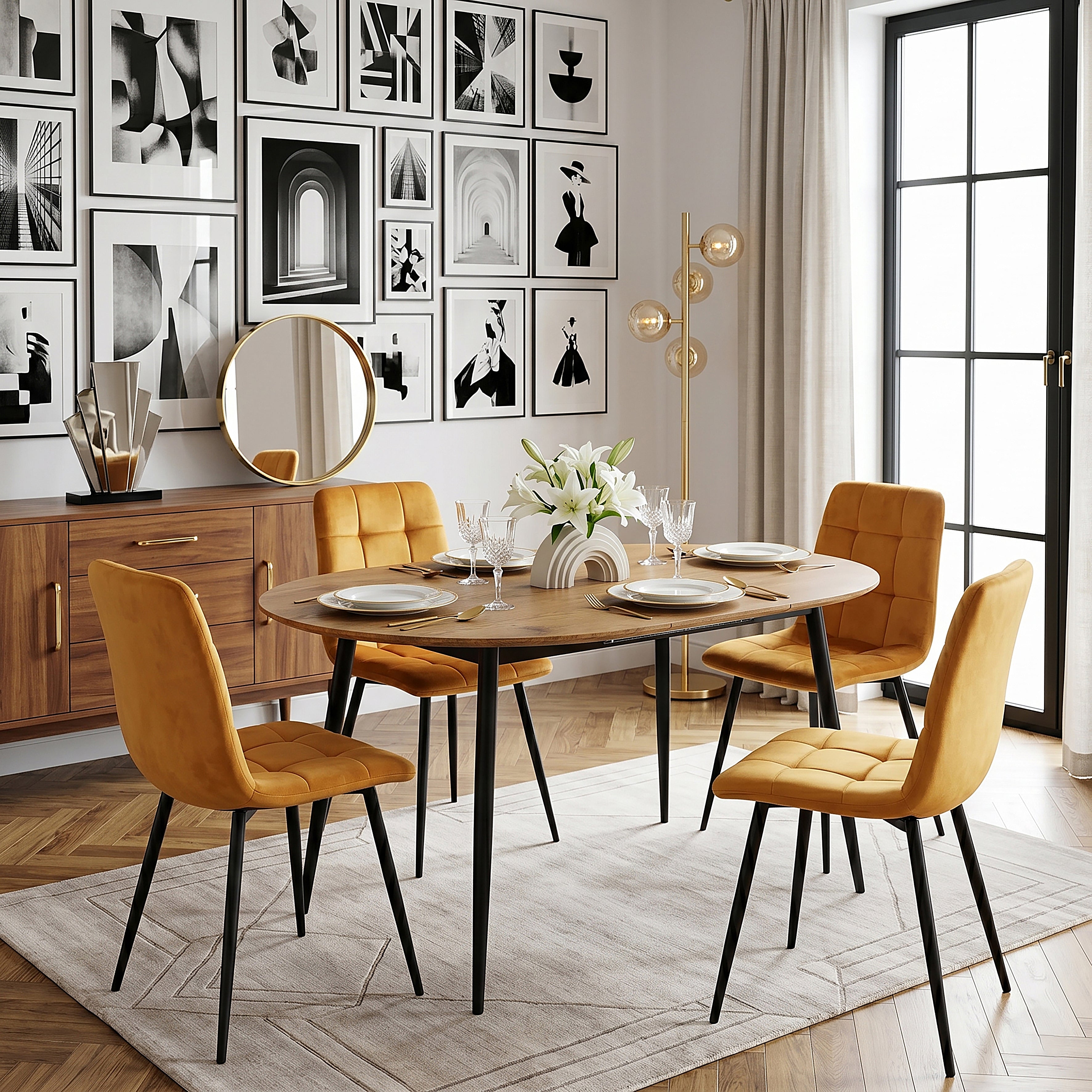 CHAISE MATEO JAUNE MOUTARDE - LOT DE 4